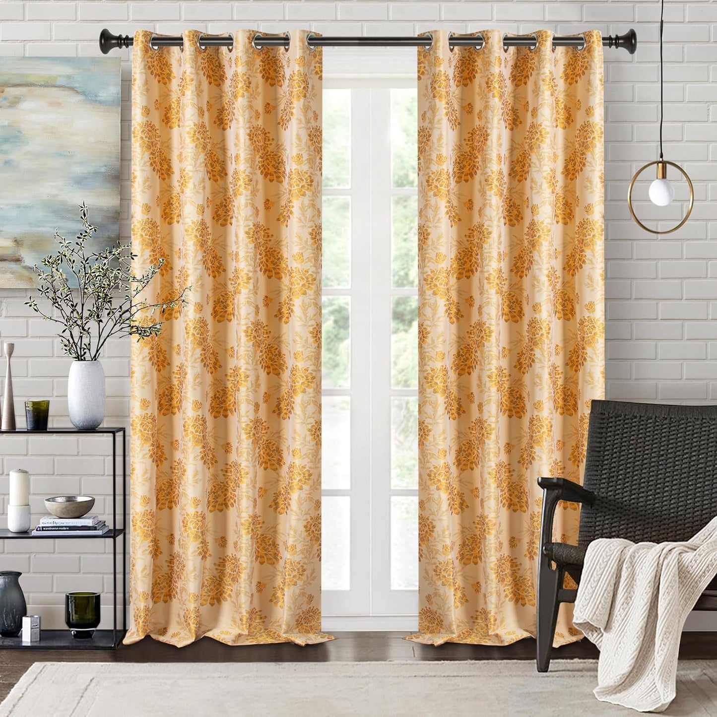 Deco Window Adjustable Curtain Rod for Windows 18 to 44 Inch (Pack of 1) Extendable Heavy Duty 1 Inch Iron Drapery Pole with Finials Wall Mounted French Door Curtain Rods (Bronze)