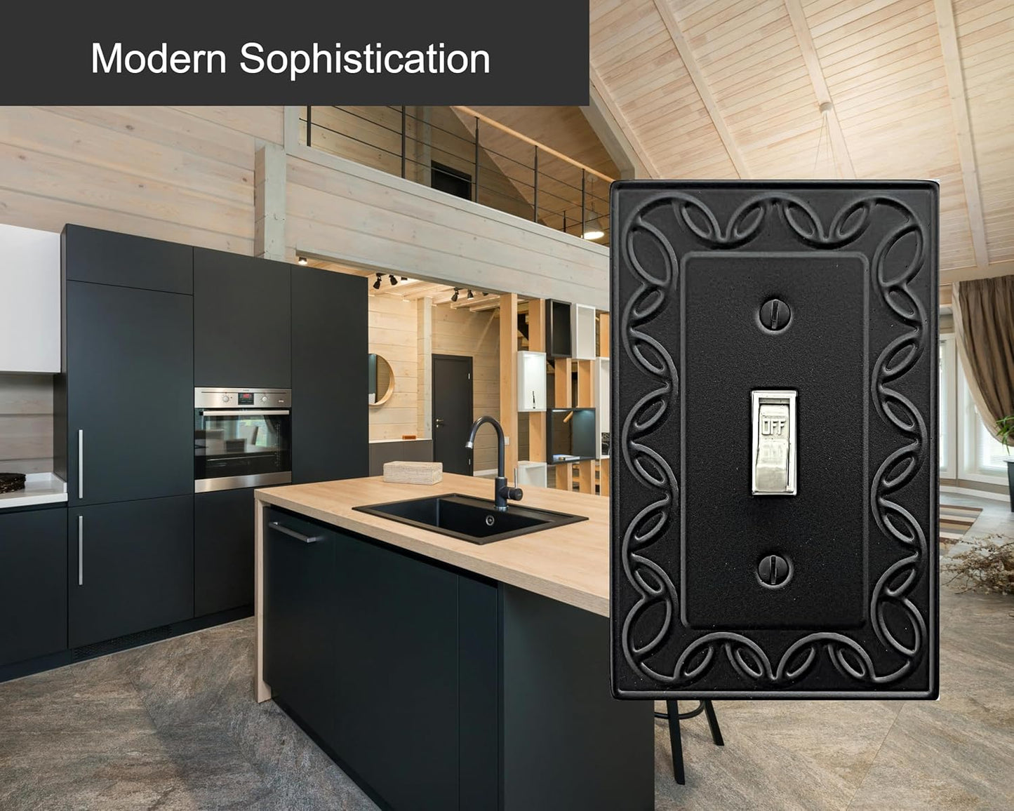 Single Duplex Outlet Cover Plate, 4-Pack Black NovaBloom Metal Wall Plate 1 Gang, Light Switch Cover, for Receptacle Light Switch, Switch Cover Decorative Wallplate, Durable
