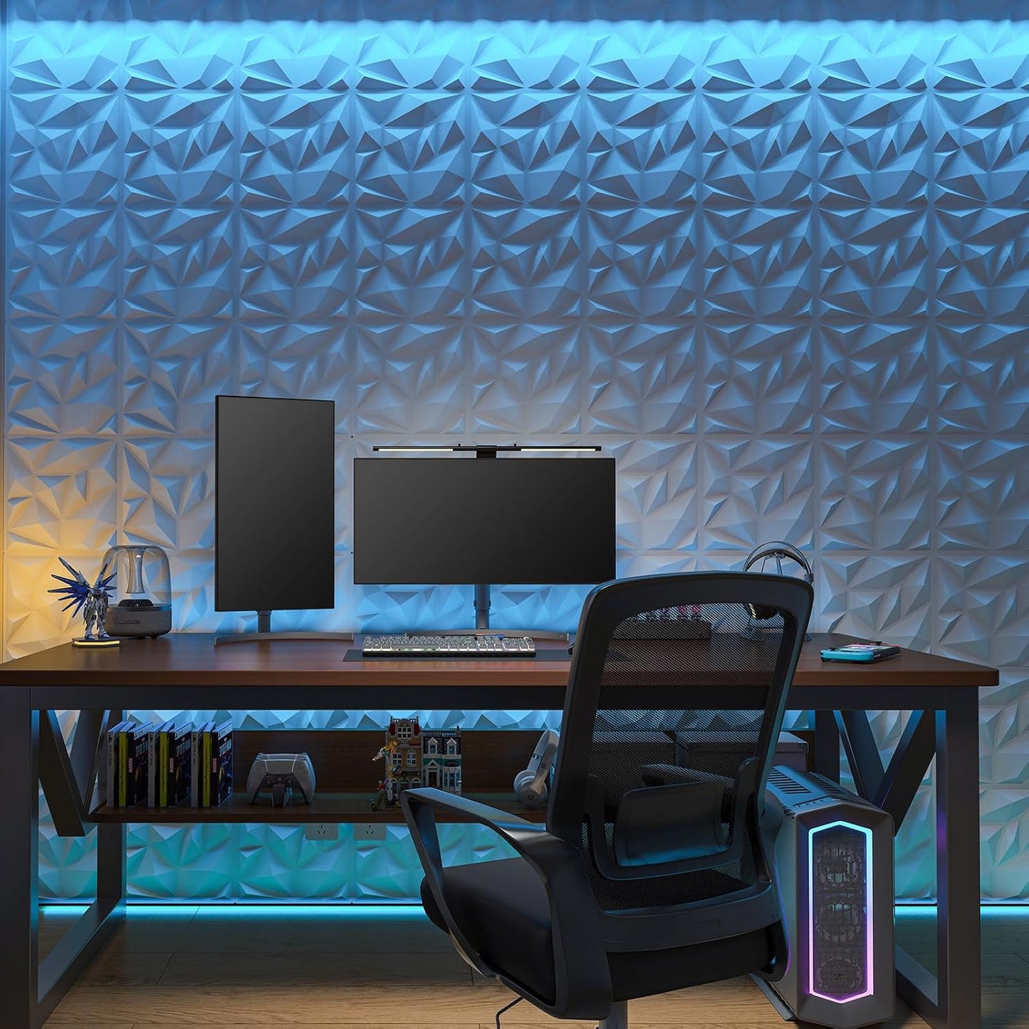 Art3d 20 Pack Decorative 3D Wall Panels for Interior Wall Decor Living Room, 11.8"x11.8" Cover 19 Sq.Feet White PVC Panels for Bedroom TV Background Gaming Room Decor