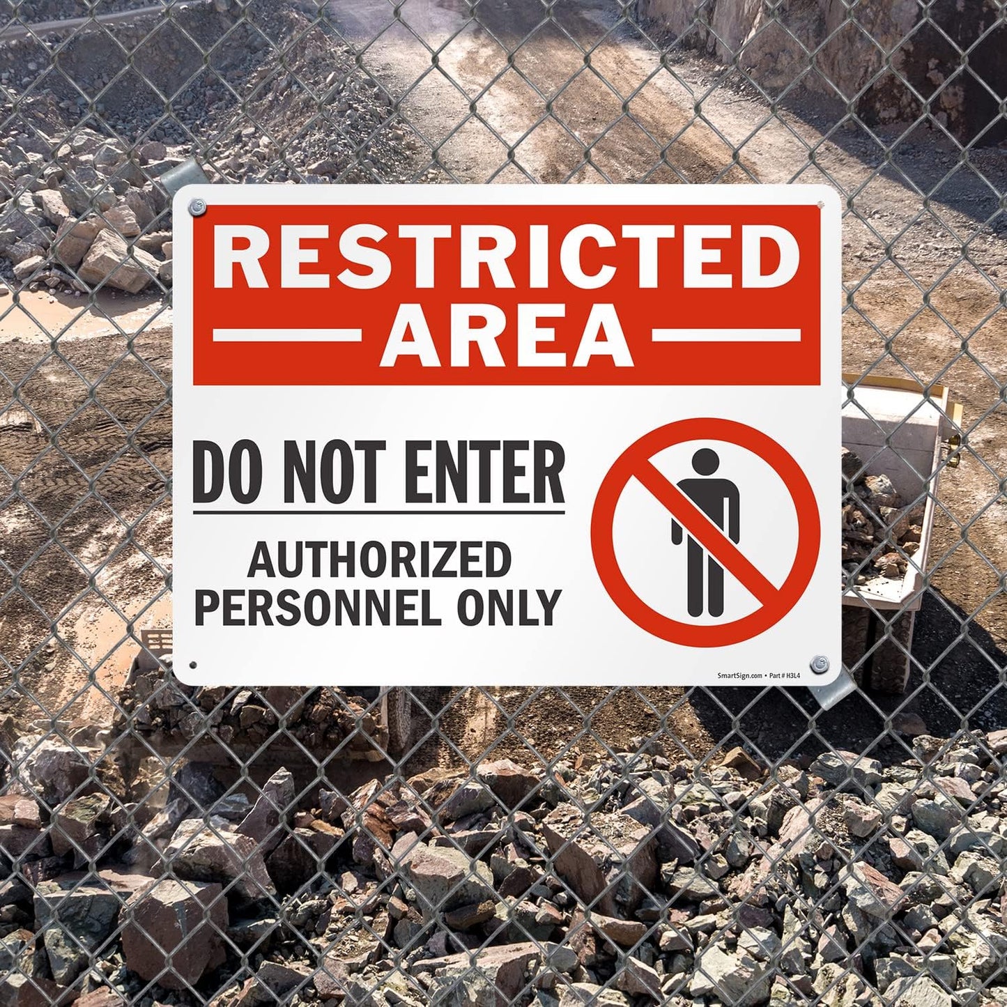 SmartSign 18 x 24 inch “Restricted Area - Do Not Enter, Authorized Personnel Only” Sign with Symbol, Digitally Printed, 55 mil HDPE Plastic, Red, White and Black, Made in USA