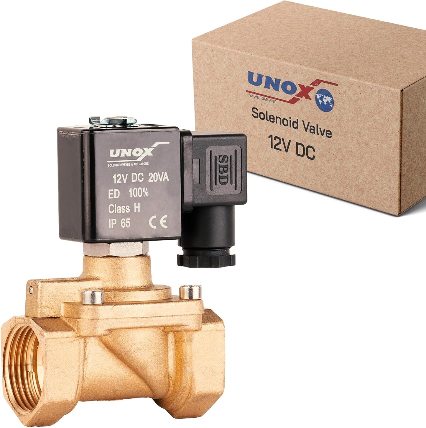 UNOX 1 inch NPT Solenoid Valve 12V DC, Brass Control Valve Normally Closed - 7-232 PSI Multi-Purpose Reliable Control Valve for Water, Air, and Gas - Solenoid Valves