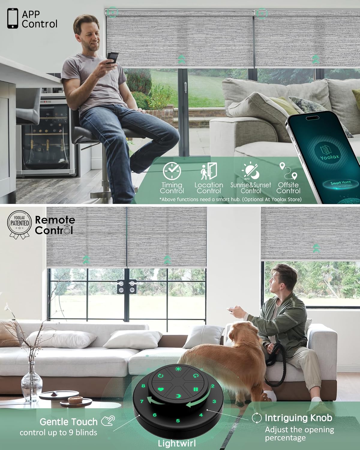 Yoolax Motorized Blinds with Remote, Smart Blinds for Windows Motorized Roller Shades, Automatic Window Shades Compatible with Alexa Custom Size (Light Filtering-Foggy Gray)