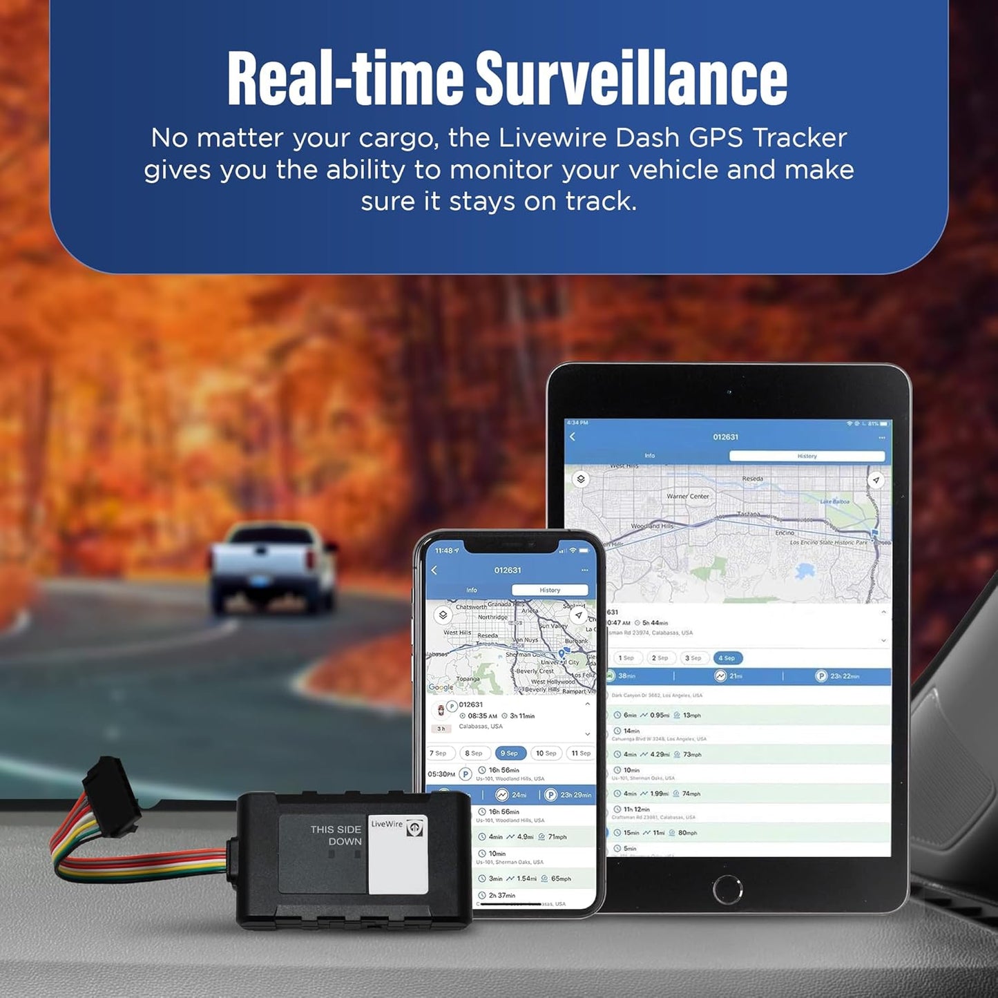 Brickhouse Security Livewire 4 4G LTE Auto GPS Tracker, Real Time Vehicle and Fleet Tracking, Geofencing, & Speed Alerts for Car & Trailer Vehicles, No Batteries Required, Subscription Plans Available