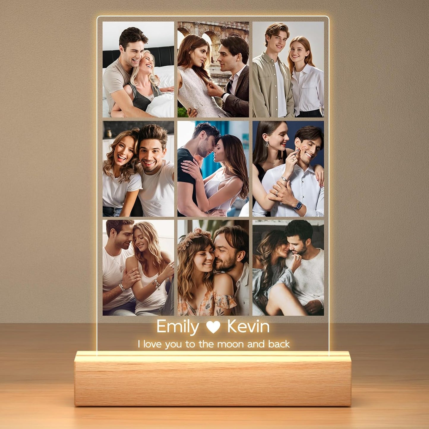 Personalized Picture Frame with Photos, Custom Picture Frames, Personalized Photo Frame, Customized Anniversary Birthday Valentines Day Gifts for Women Men Her Him Girlfriend Boyfriend Couples