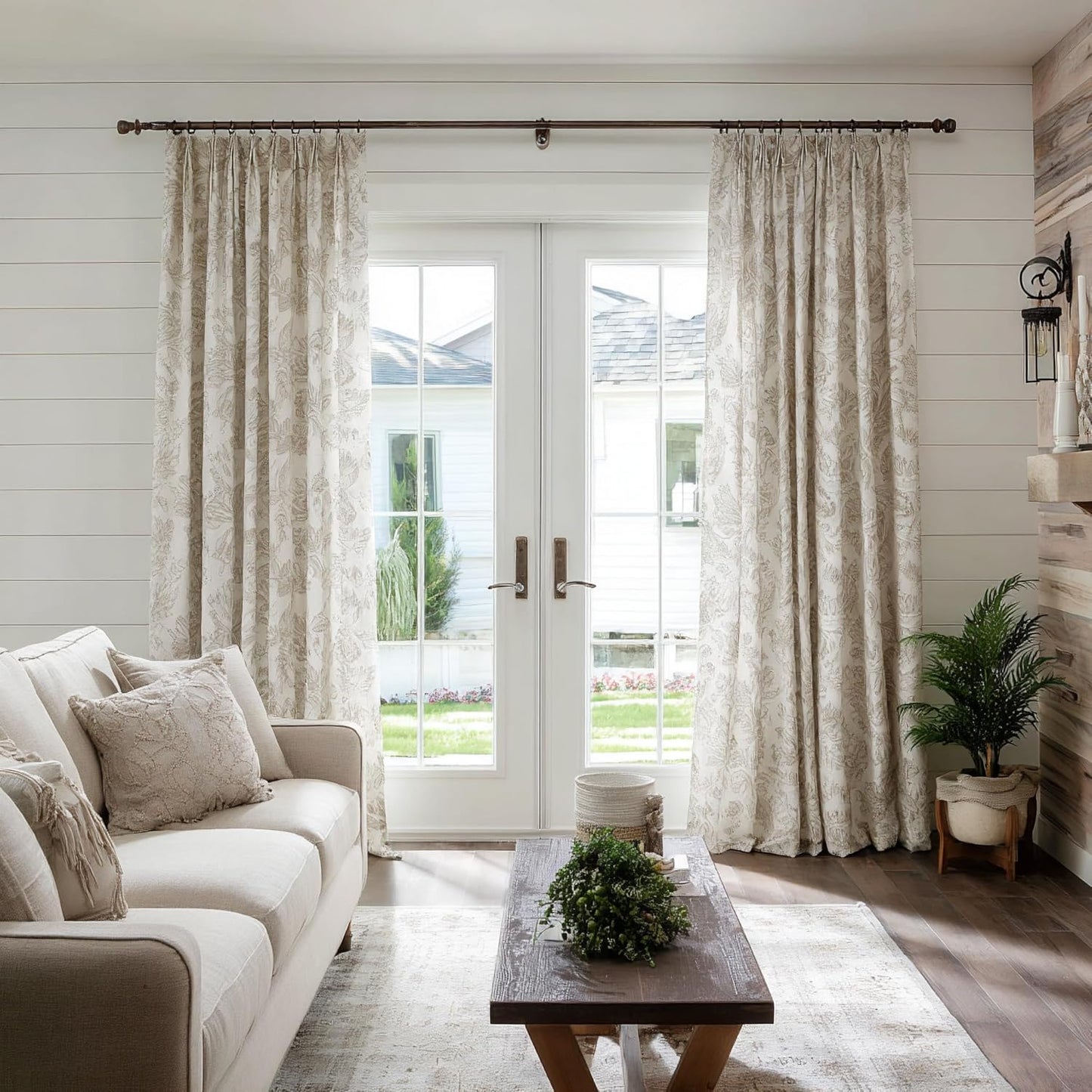2 Pack Black walnut wood Grain Curtain Rods for Windows 66 to 120 Inches 1" Diameter Heavy Duty Window Curtain Rod Adjustable with Solid Finials for Living Room Bedroom Kitchen Farmhouse Outdoor
