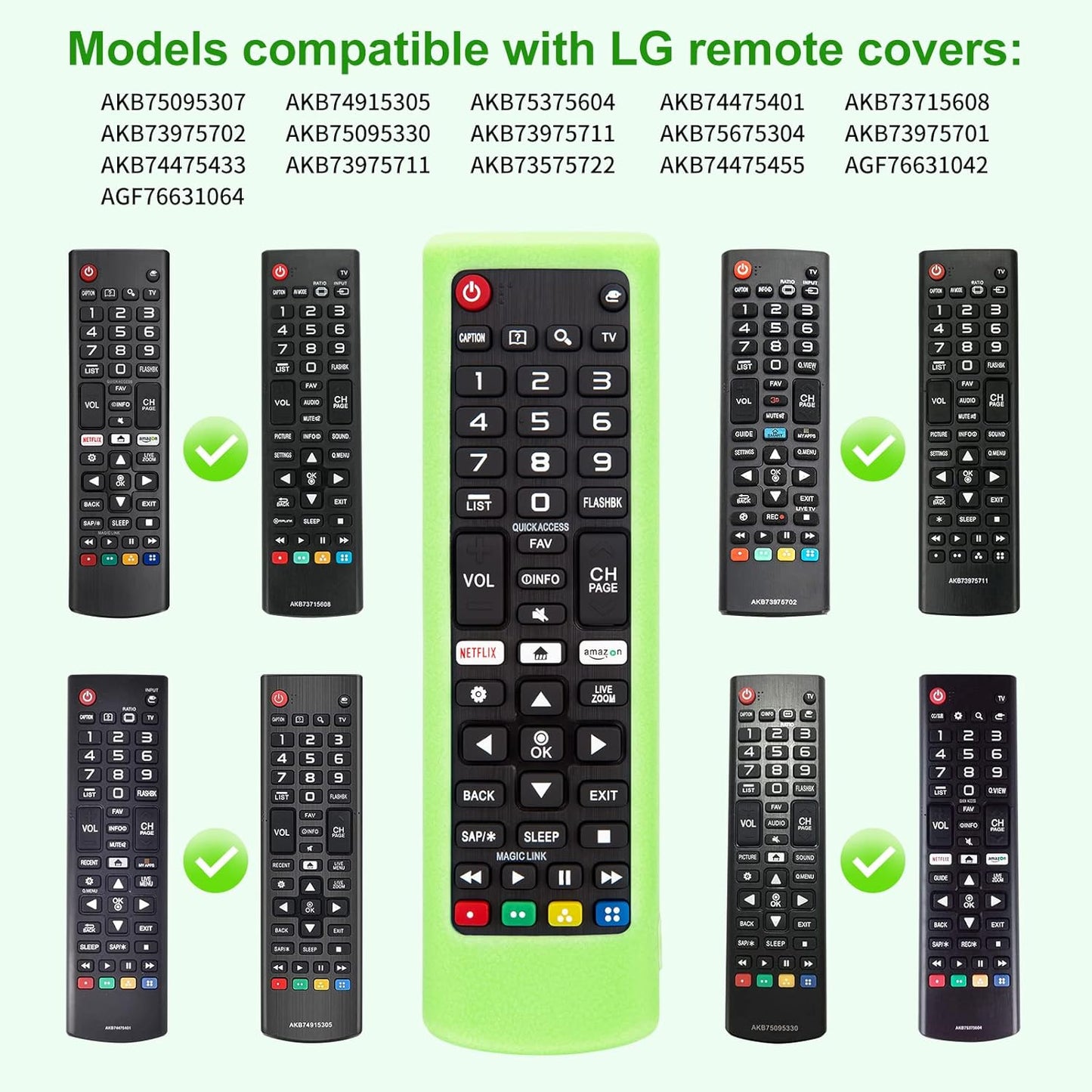 Silicone Protective Case for LG-TV-Remote Glow in The Dark, Remote Cover for LG Smart TV AKB75095307 AKB75375604 AKB74915305(Luminous Green + Blue)【2 Pack】