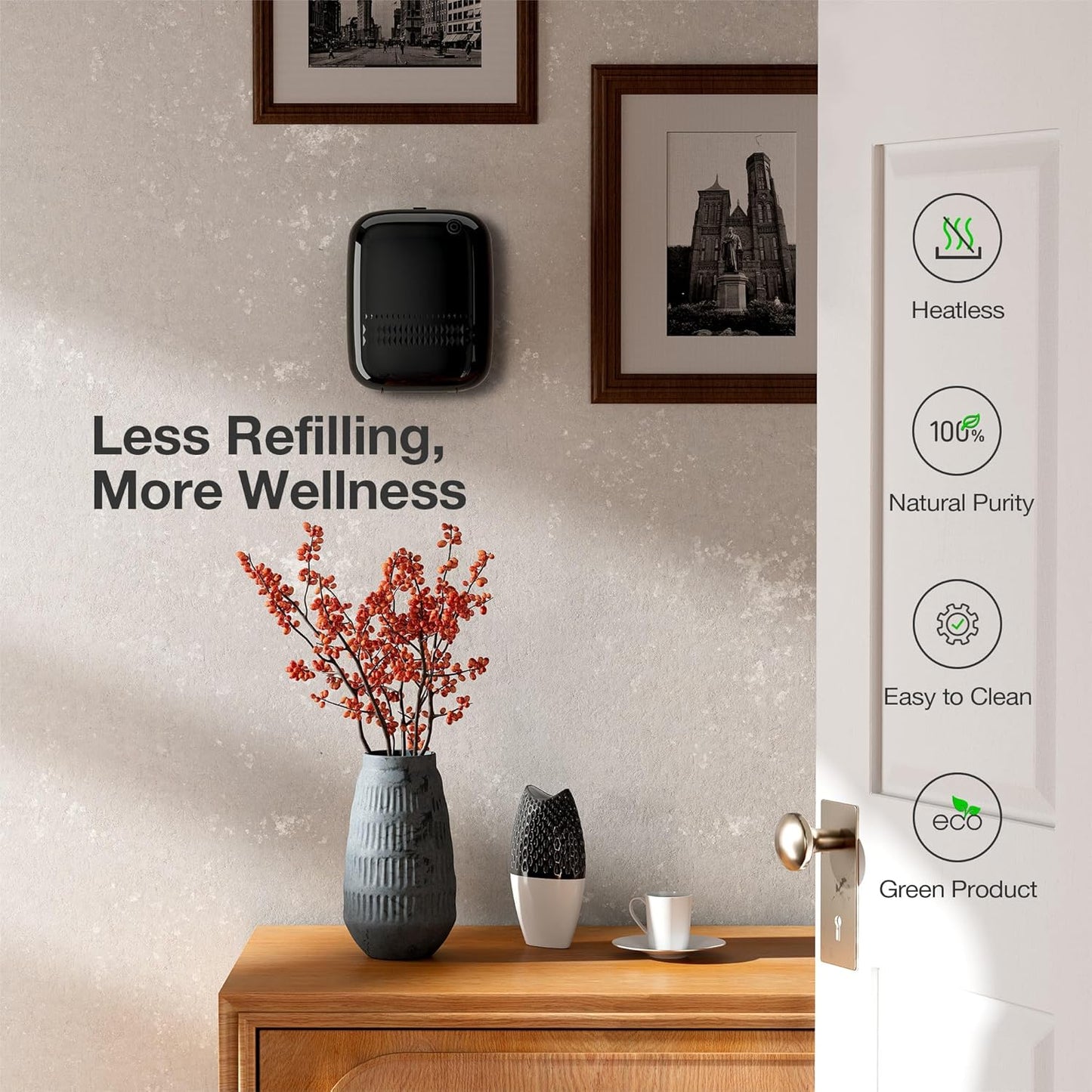 Airversa Smart Waterless Essential Oil Diffuser (400 mL Capacity) Starter Kit with 200mL Fragrance Scent Oils, Up to 2000 sq ft App Control Scent Air Machine with 12V1A Power Adapter, ANW Kit Black