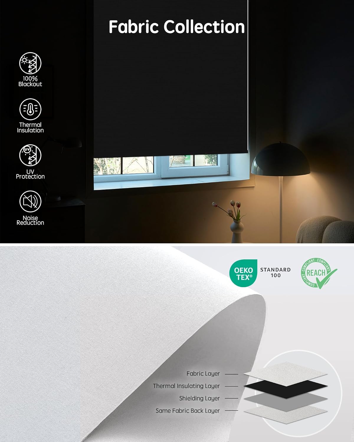 Yoolax Motorized Blinds with Remote, Blackout Smart Blinds for Windows Motorized Roller Shades, Automatic Window Shades Work with Alexa Custom Size (Blackout-Fabric Grayish White)