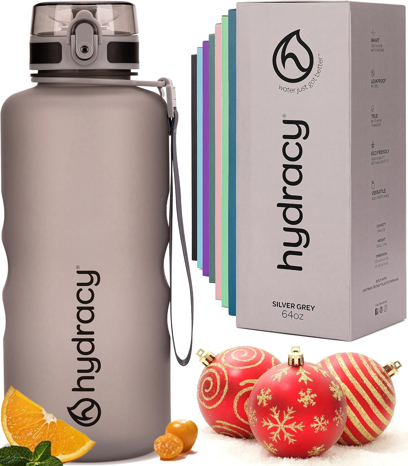 Hydracy Water Bottle with Time Marker -Large BPA Free Water Bottle & No Sweat Sleeve -Leak Proof Gym Bottle with Fruit Infuser Strainer & Times to Drink -Ideal for Fitness Sports & Outdoors