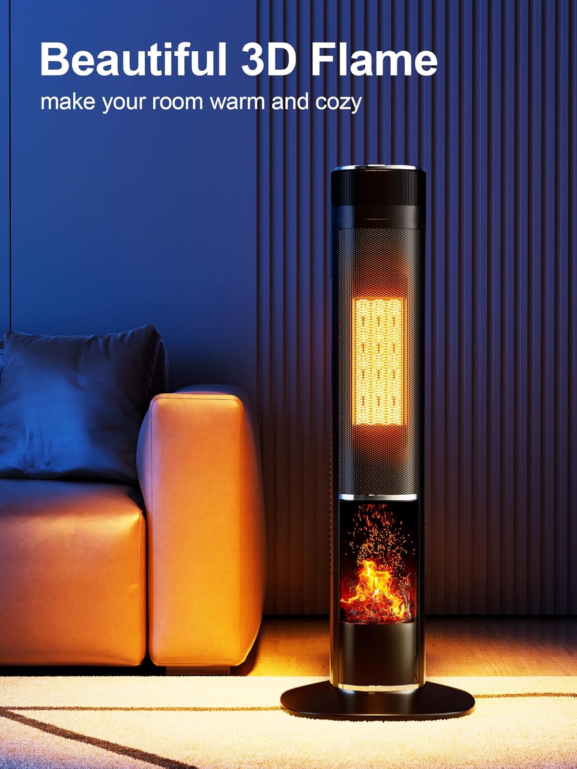 Uthfy 32IN Space Heater for Large Room,1500W Portable Electric Tower Heaters for Indoor Use,120° Oscillating PTC Ceramic Heater with 24H Timer,Thermostat,Remote,for Office Bedroom Home