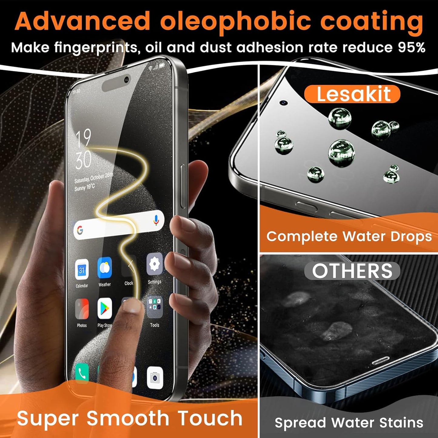 4+4 Pack Privacy Screen Protector for iPhone 15 Pro Max 6.7-Inch with 4 Pack Camera Lens Protector, Anti Spy Tempered Glass Film 9H Hardness Case Friendly
