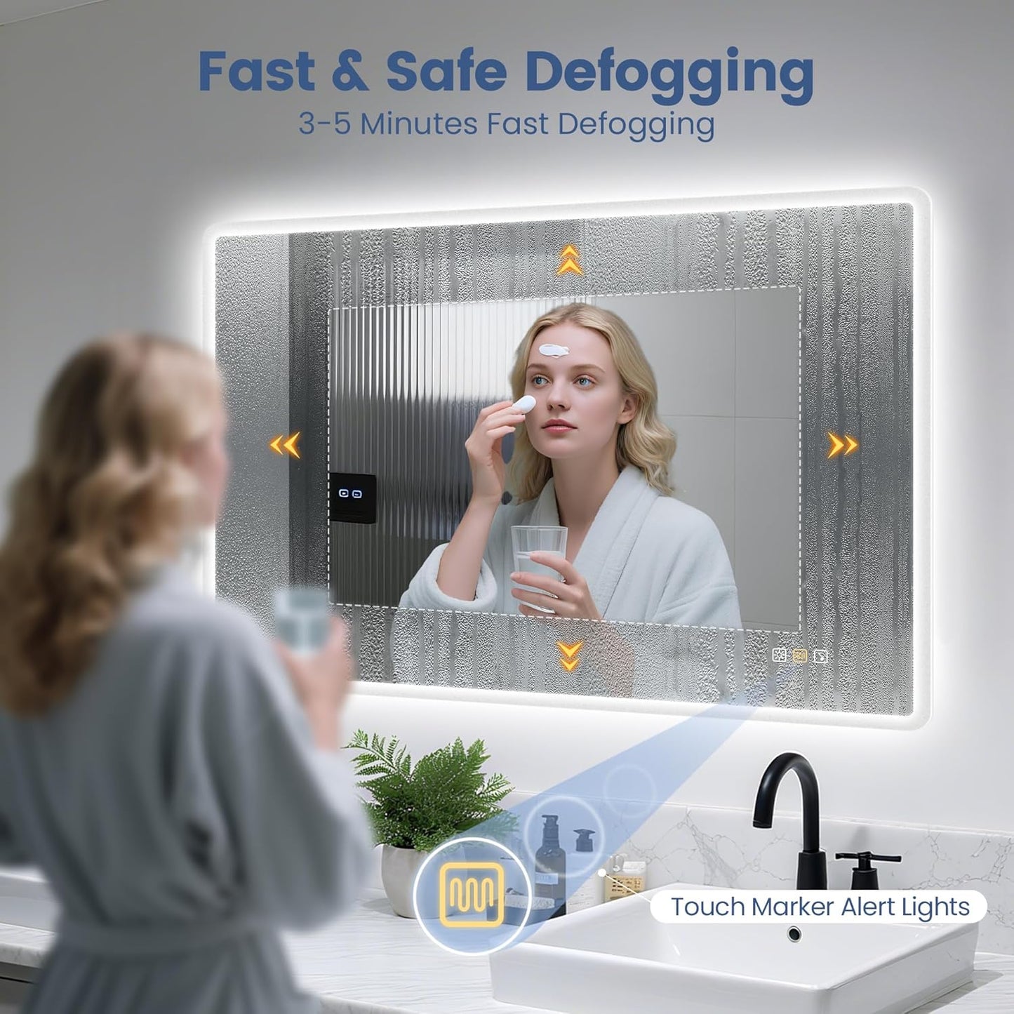STARLEAD 48"x36" LED-Bathroom-Mirror-with-Lights, Wall-Mounted with Bluetooth Speaker, Anti-Fog, 3 Color Temperature, Dimmable Brightness, Waterproof, Tempered Glass, Frontlit & Backlit
