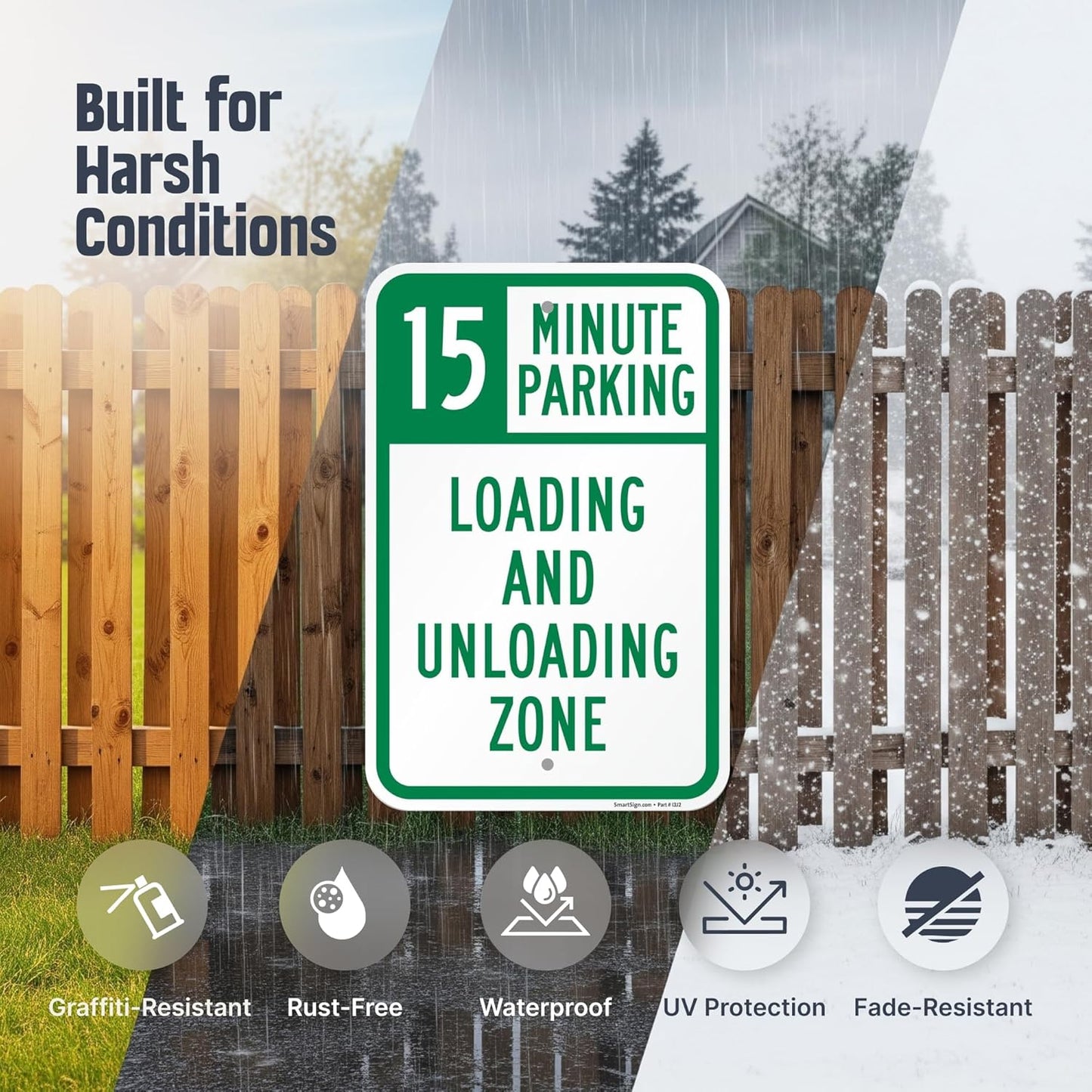 SmartSign 15 Minute Parking Loading And Unloading Zone Sign - 2 Pack, 18 x 12 inch, 2mm Thick Aluminum Composite, Green and White, Made in USA