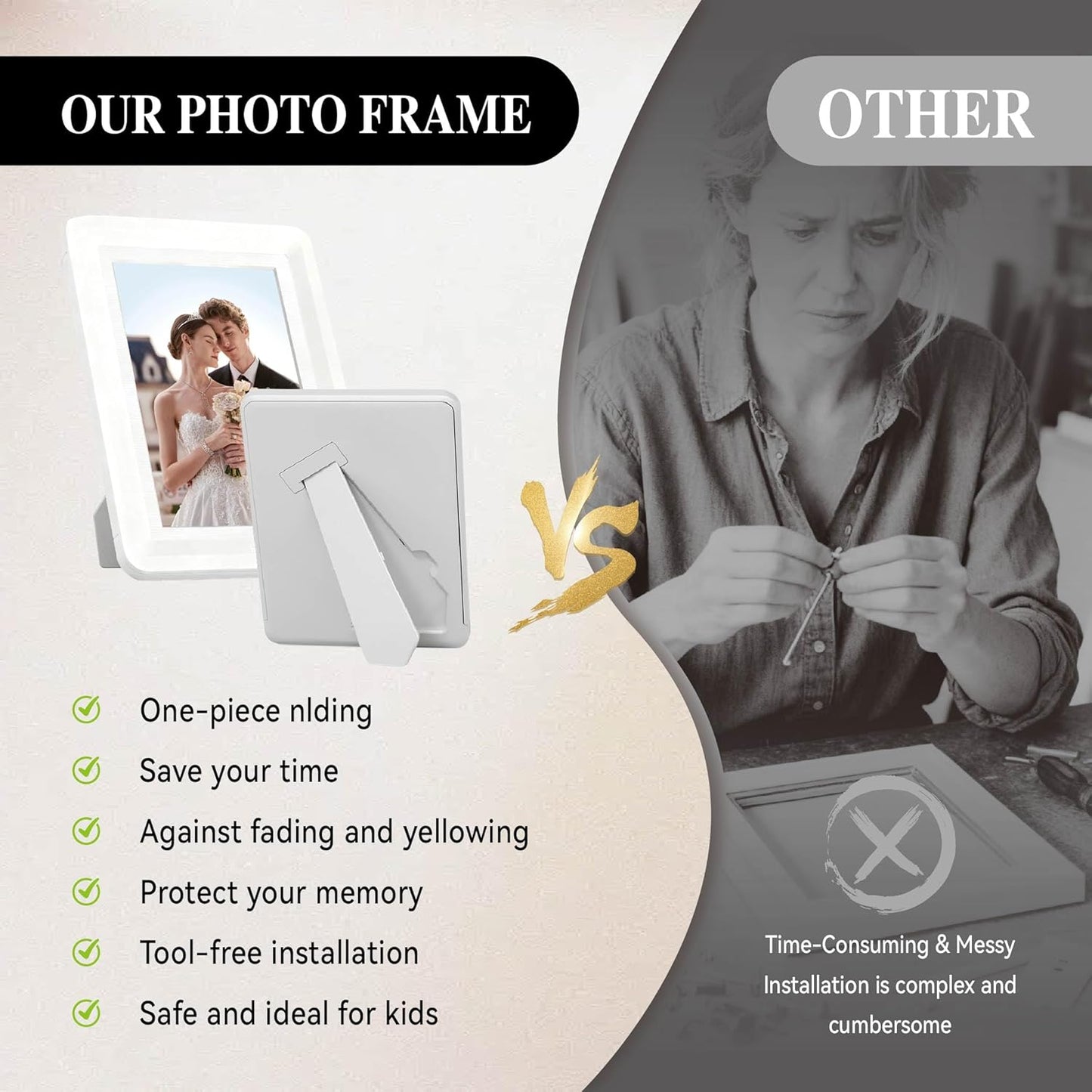 White 5x7 Picture Frame with Acrylic Front, ABS Frame for 5x7 or 4x6 Photos, Shatterproof UV-Resistant Tabletop Photo Frame, Vertical/Horizontal Display for Home Décor