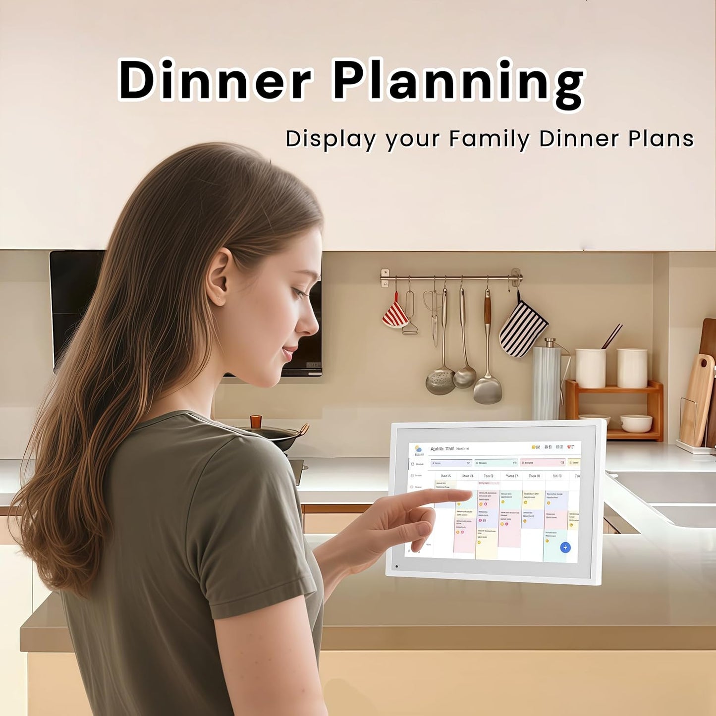 SSA 10.1" Smart Digital Calendar Family Hub | Touchscreen Display,Customizable Chore & Meal Planner, Grocery List, Schedule Planner Sync with Phone App, Ideal for Parents
