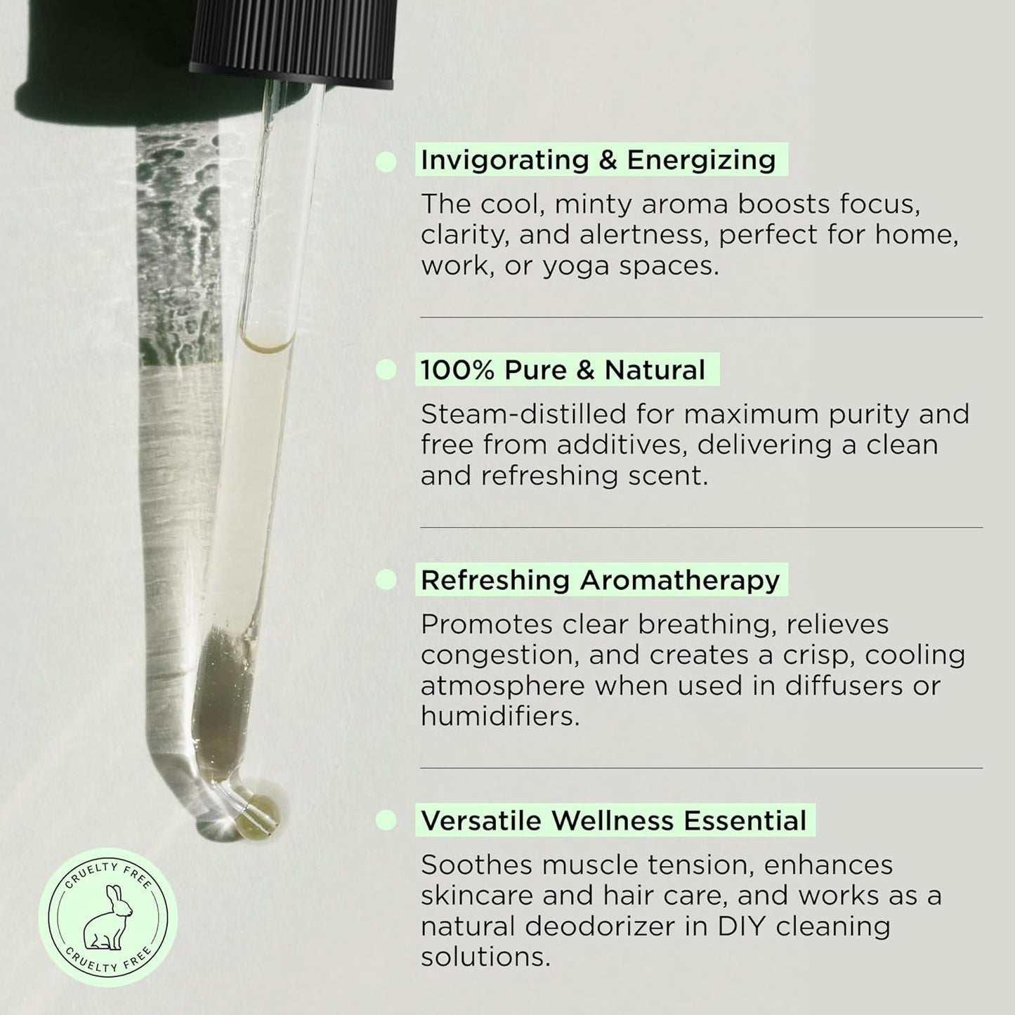 Peppermint Essential Oil - 1oz Pure Peppermint Oil for Diffuser Or Aromatherapy, Minty Fresh Scent for Energy, Focus and Vitality, Suitable for Home, Skincare and Humidifiers