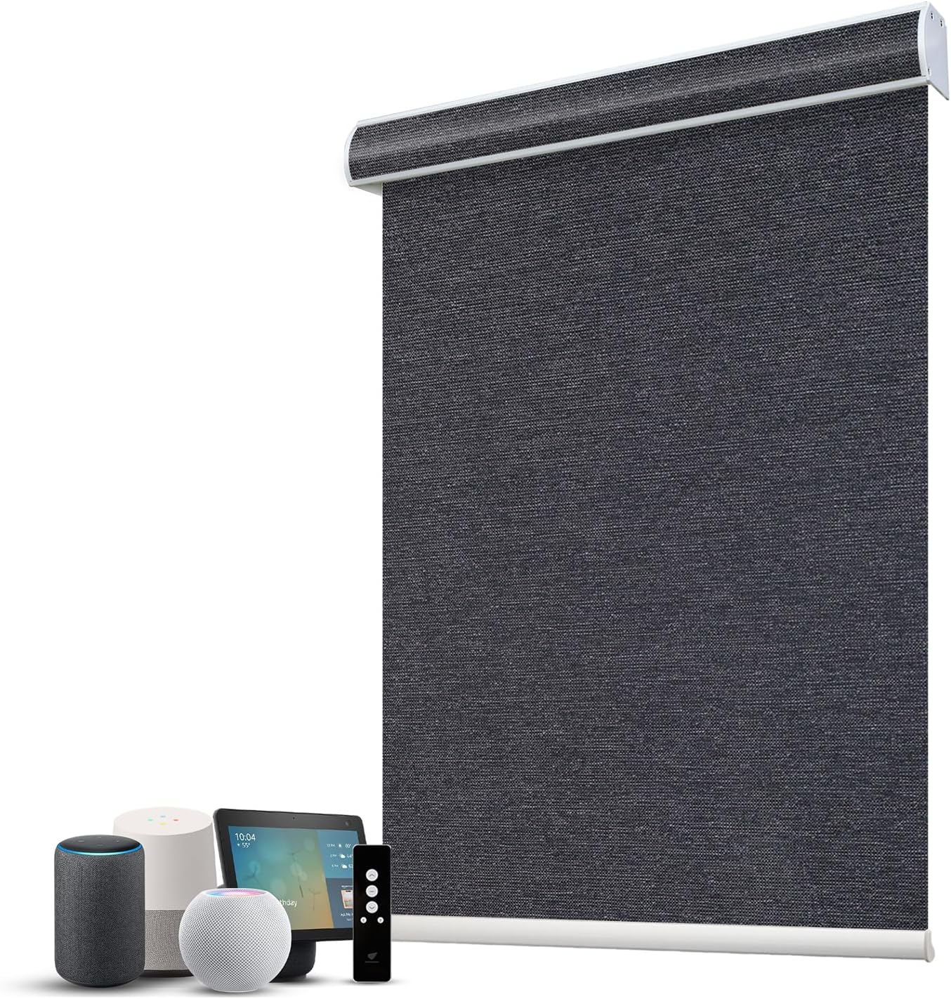 SmartWings Motorized 100% Blackout Shades Blinds, Custom Size, Cordless Window Shades Rechargeable Battery, Work with Matter/Apple HomeKit/Alexa, Thread/Zigbee, Remote Optional, Eclipse Raven Black