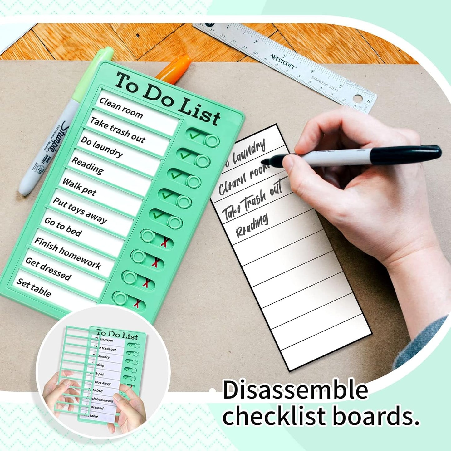 Chore Chart for Kids,To Do List, Daily Routine Chart, and Schedule Board-Checklist and Portable Memo for Efficient Task Management and Planning (green)