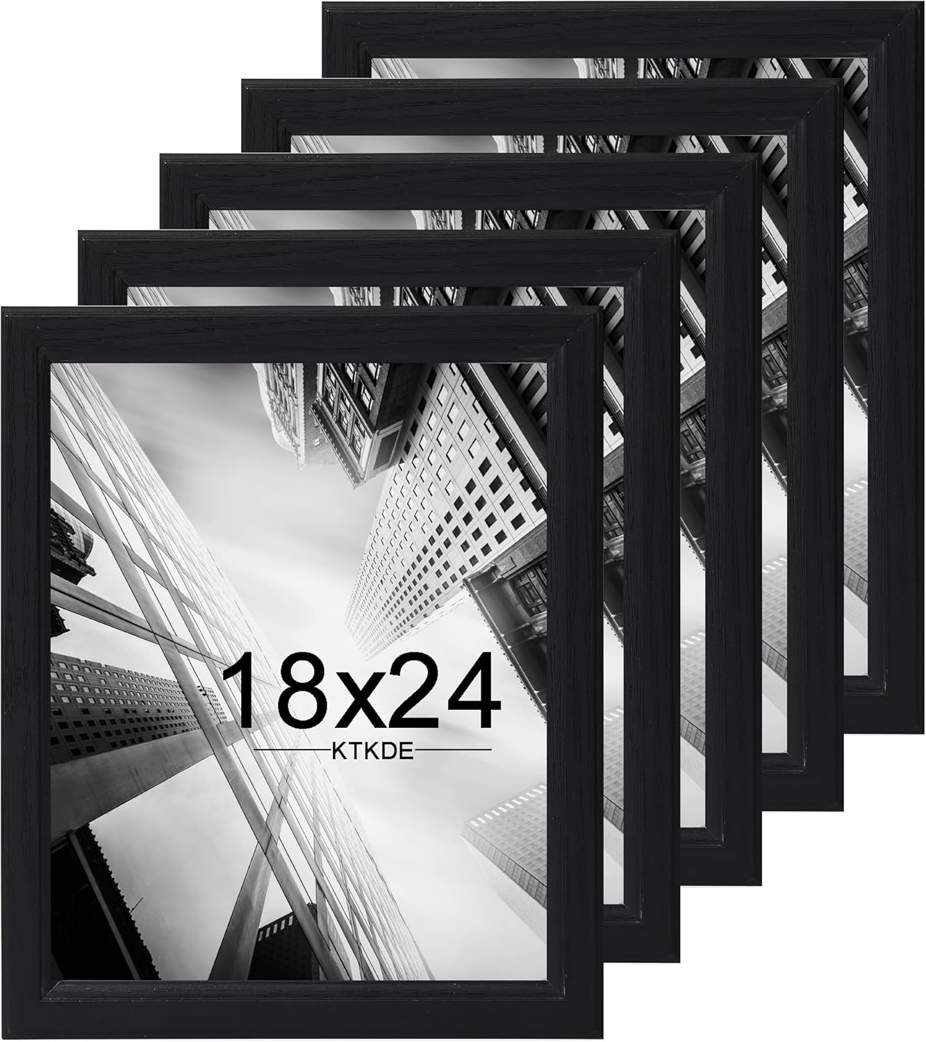 KTKDE Studio Gallery 18x24 Select Poster Frame Set of 5, Wooden frames black Display Poster, Posters & Art Prints for Artwork Wall Vertical or Horizontal Display best gift