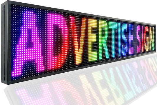 P10 Outdoor Led Sign 77"x14" WiFi Programmable with High Brightness Scrolling LED Sign for Business Digital Advertising Display Electronic Message Board