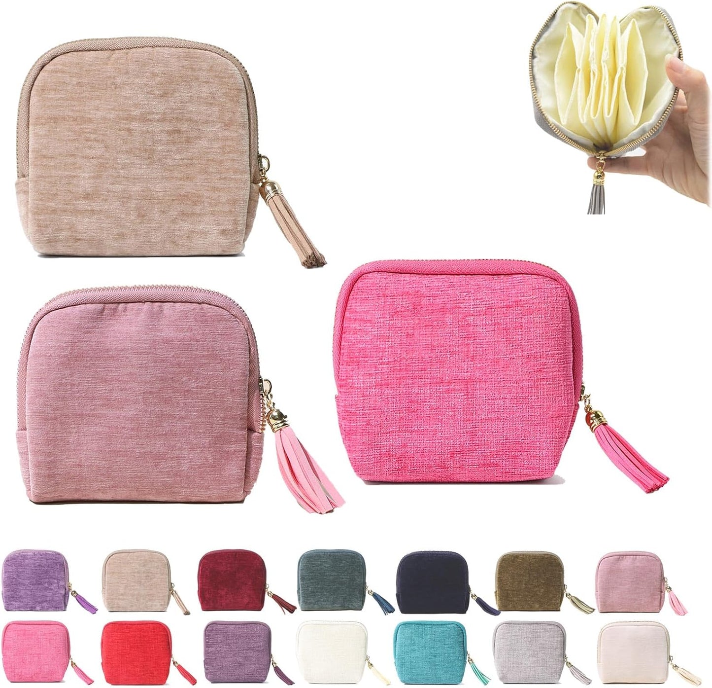 Stuffdatas Travel Jewelry Case, Stuffdatas Bags, Small Jewelry Travel Pouch Mini, Travel Jewelry Organizer Pouch Velvet, with 5 Compartments (3PCS-D)