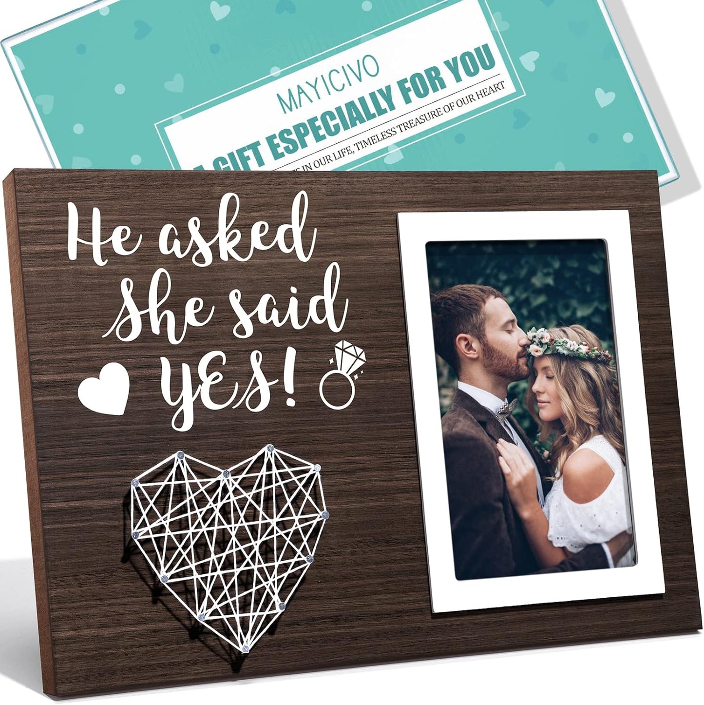 Engagement Wedding Gifts for Couples: Boyfriend & Girlfriend, Romantic Picture Frame - 4x6 Photo
