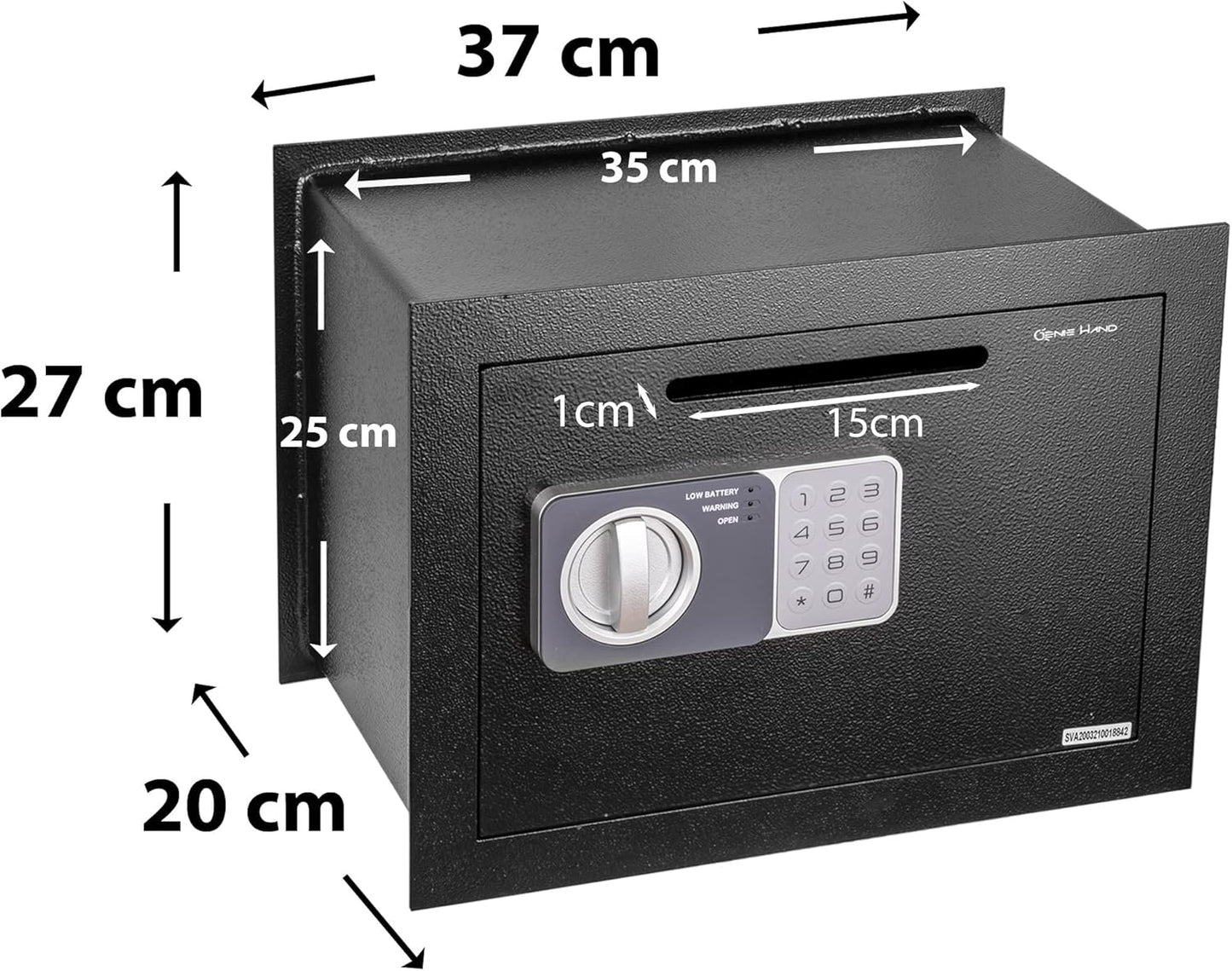 Genie Hand – Time Delay Safe, Anti Robbery Safe Box, Timed Controlled Opening – B-Class Lock – Anti Bounce Technology (Wall – Medium – Depository)