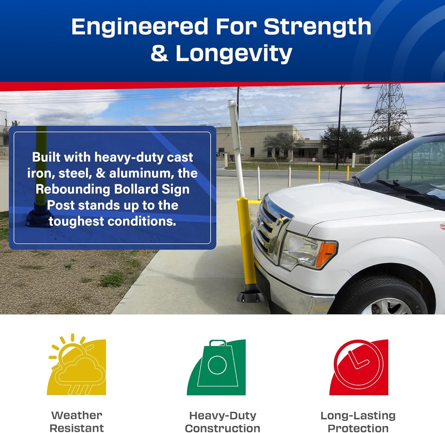 Impact Recovery - SlowStop Rebounding Bollard Sign Post - Handicap Parking Sign - Bollard Post - Made in the USA - 78” Reserved Parking Signage