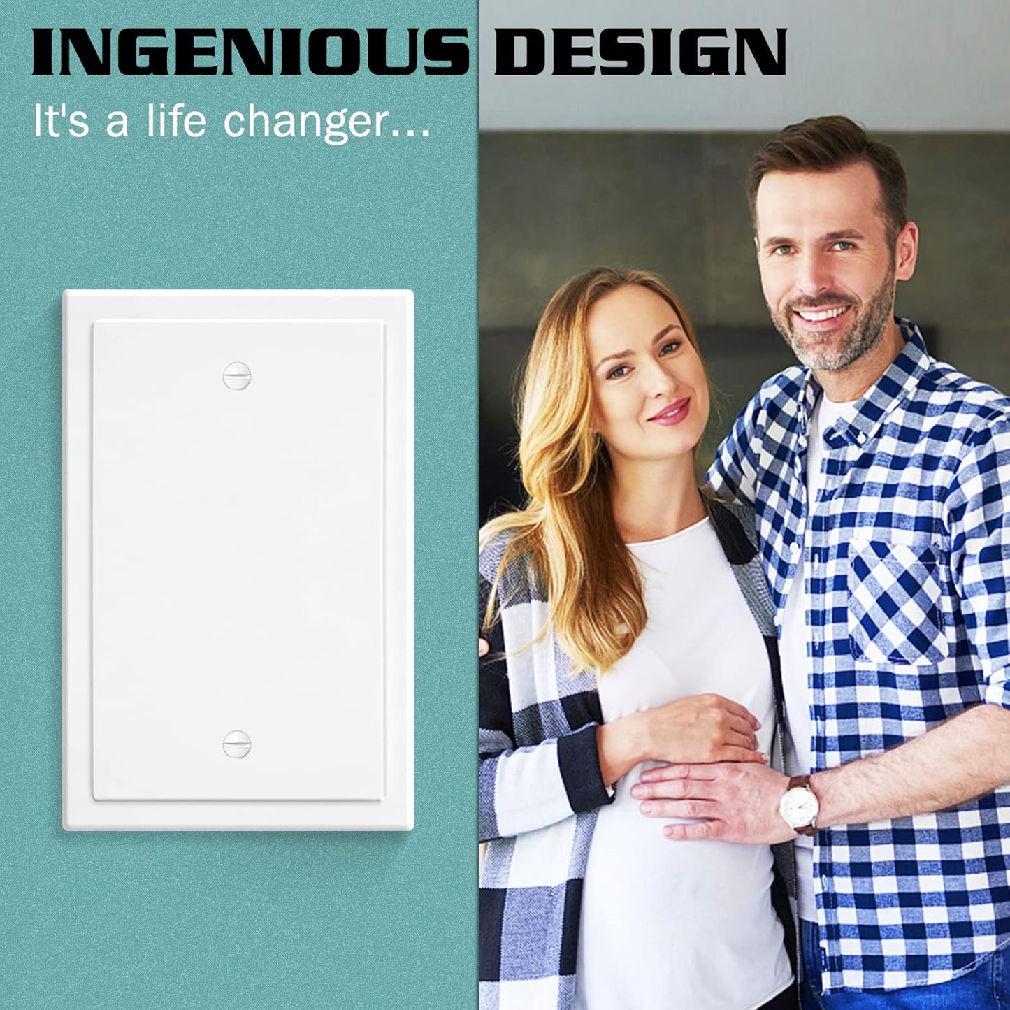 1-Gang Modern Edge Decorative Wall Plate Cover Switch Outlet Single Blank Electrical Faceplate for Light Switches, Smart Switch, GFCI, Dimmers, Receptacle, USB Outlet (10 Pack, Single Blank)