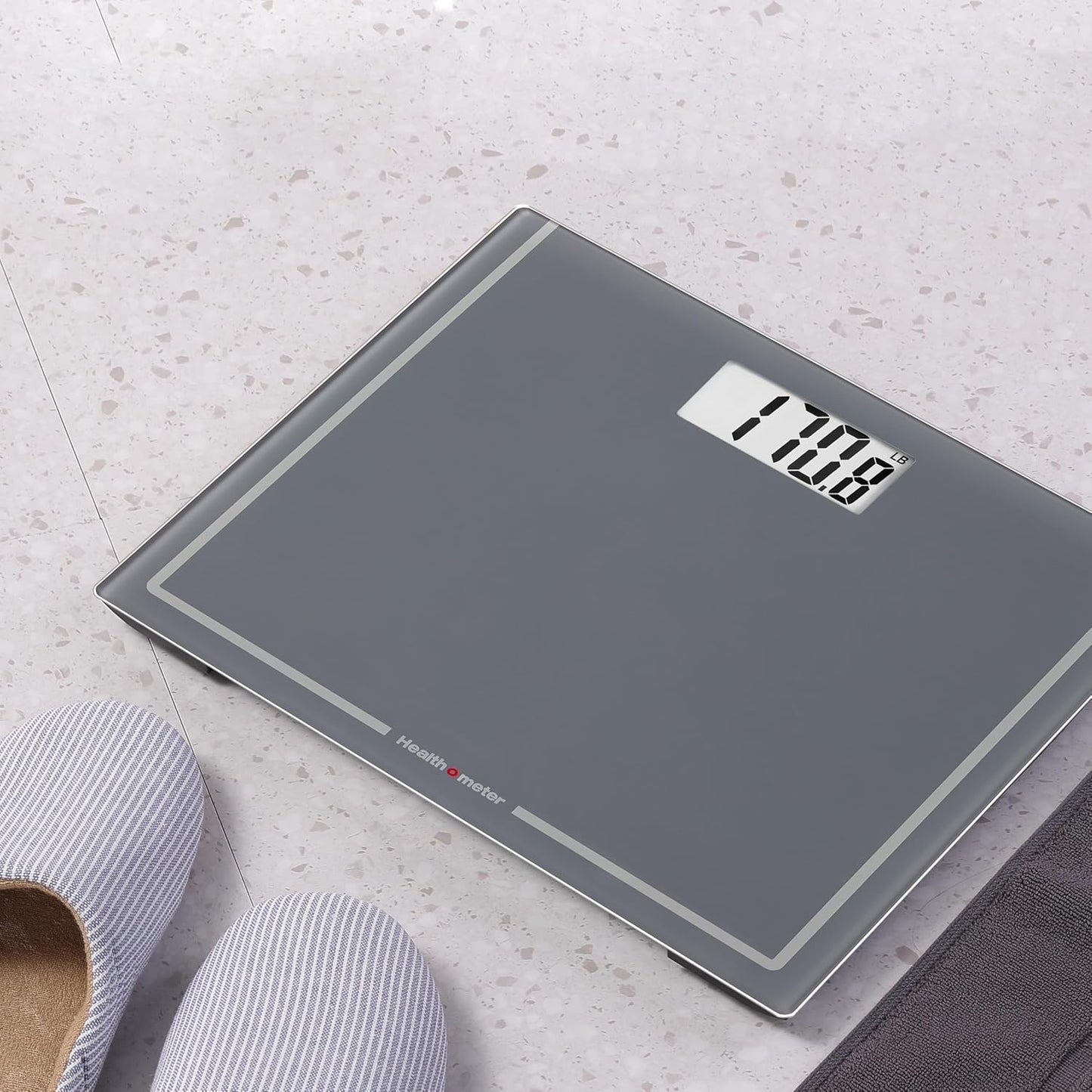 Health o meter Extra Wide Digital Bathroom Scale – 500 lb Capacity, 13.5"x11.8" Platform, Tracks 4 Users, 3.5" LCD Display, Precision Weighing, 2 AAA Batteries – Accurate, Easy to Read, Durable