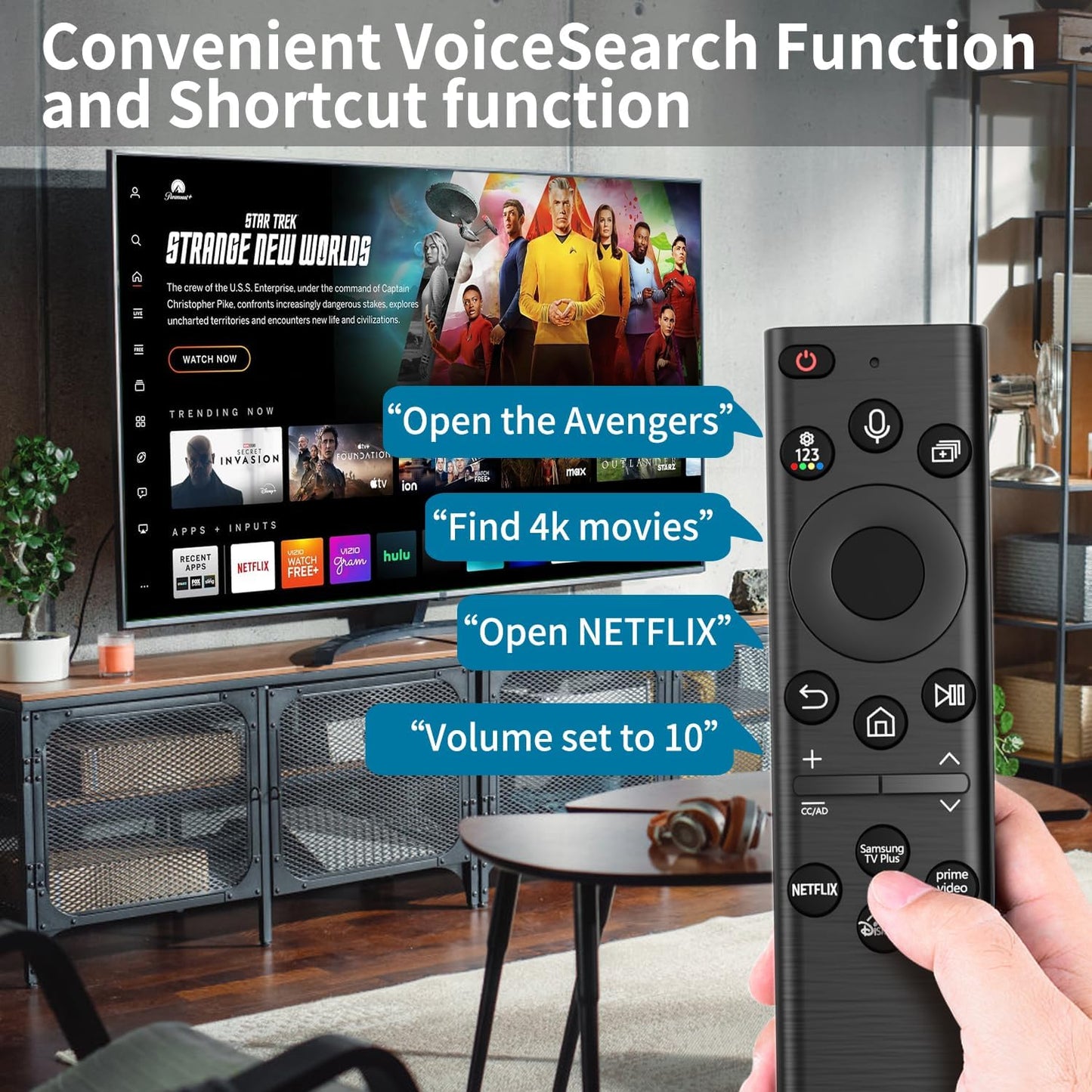 BN59-01385A Solar Voice Remote Control Replacement for Samsung TV Remote with 4 Shortcut Buttons, Compatible with Samsung Smart TVs 4k 8K Ultra HD Neo QLED, The Frame and Crystal UHD Series