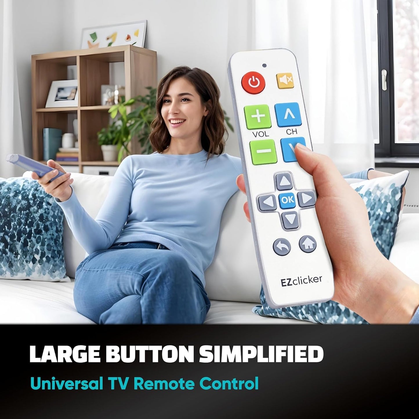 Big Button Universal TV Remote (Silver) Simple Easy to Use, Great for Seniors, Works with Major TV Brands (2xAAA Batteries Not Included)