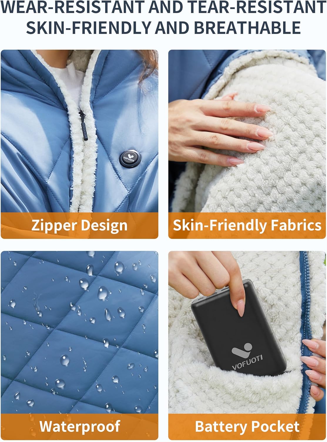 Heated Blanket Battery Operated,12V Cordless heating pad with 15000 battery,Heated Shawl Throw Blanket,Wearable Heated Blanket,Sherpa Lining,3 Heating Set for Car,Camping,Backpacking,Hiking,Travel