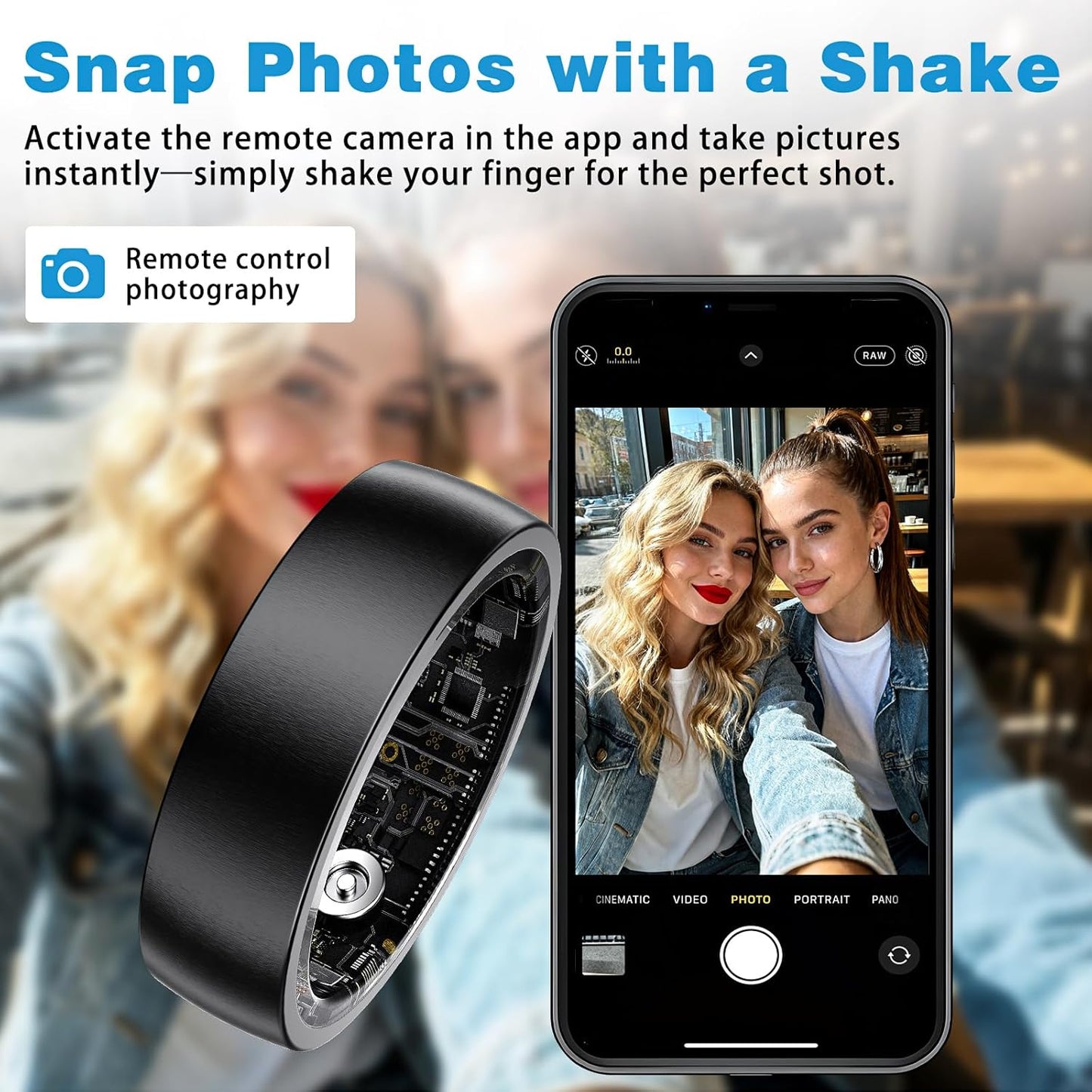 Smart Ring Health Tracker for Men Women - Sleep Tracker with Heart Rate, SpO2, Smart Health Ring for Women Men with Step Counting, IP68 Waterproof (Black 8)