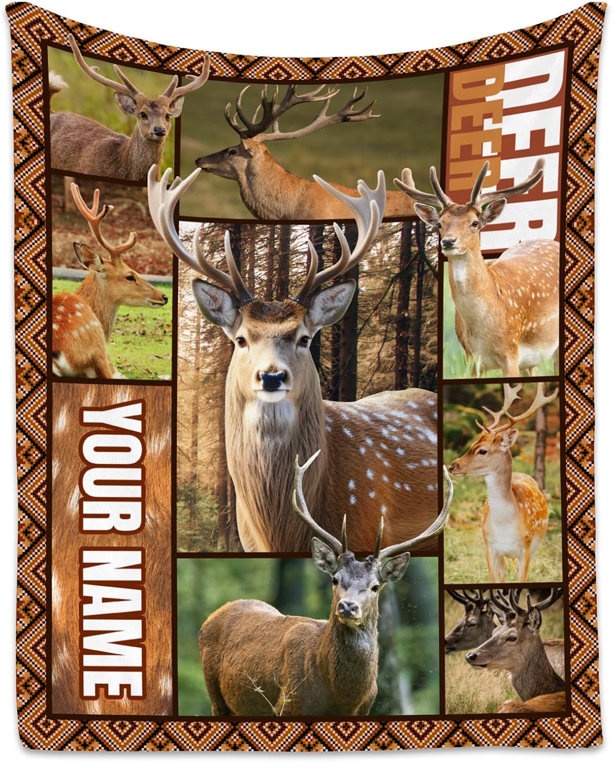 Personalized Blankets for Adults, Custom Deer Blanket Gifts for Men Boys, 50"x60" Forest Western Throw Gift for Hunters - Soft, Fuzzy & Cozy Deer Throws Farmhouse Decor