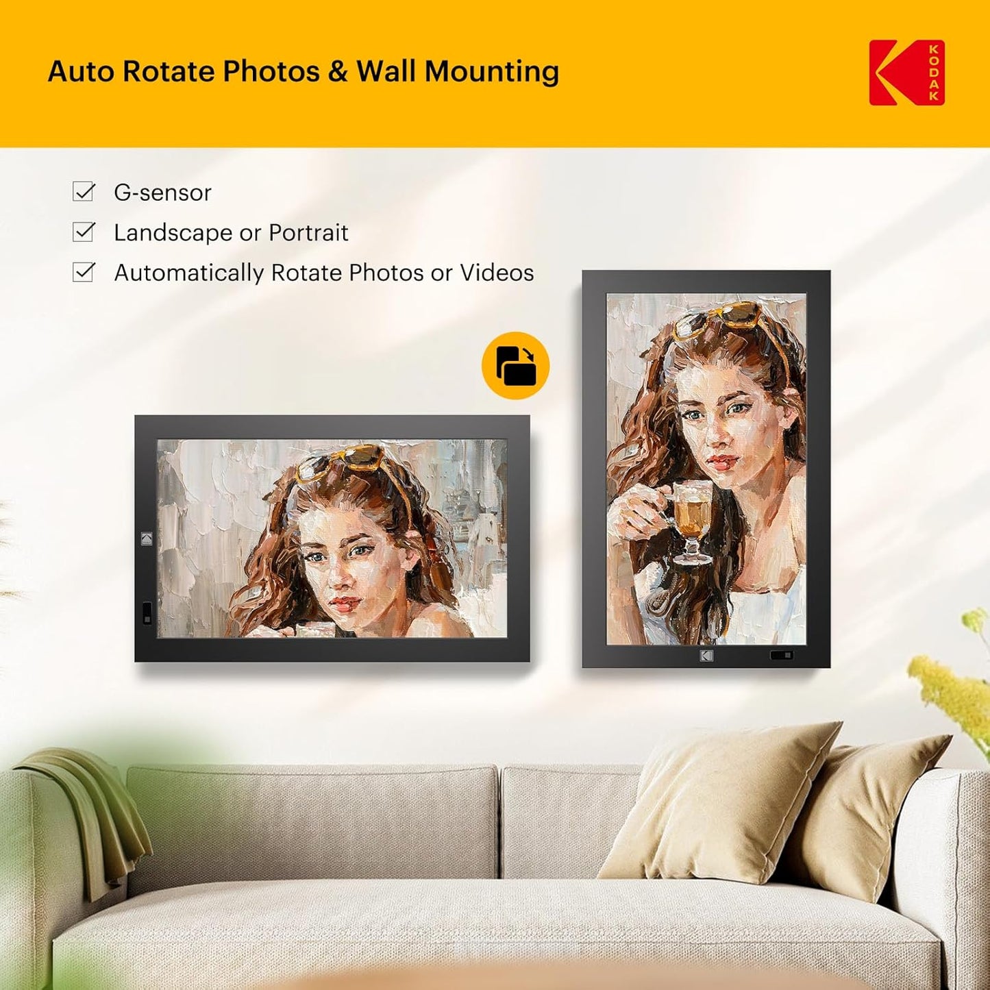 KODAK 17.3" X-Large WiFi Digital Picture Frame - 1920x1080 FHD IPS Display with 32GB Storage, Auto-Rotate, Remote Control, Wall Mountable, Compatible with Alexa, for Family