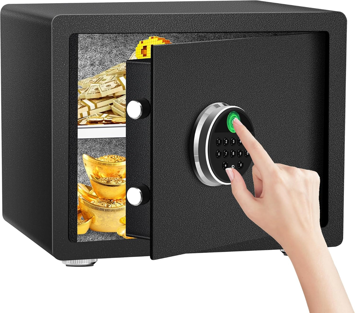 HSGCJS Biometric Fingerprint Safe Box with Digital Keypad, Security Safe for Home, Office and Hotel - 1.2 Cubic Feet