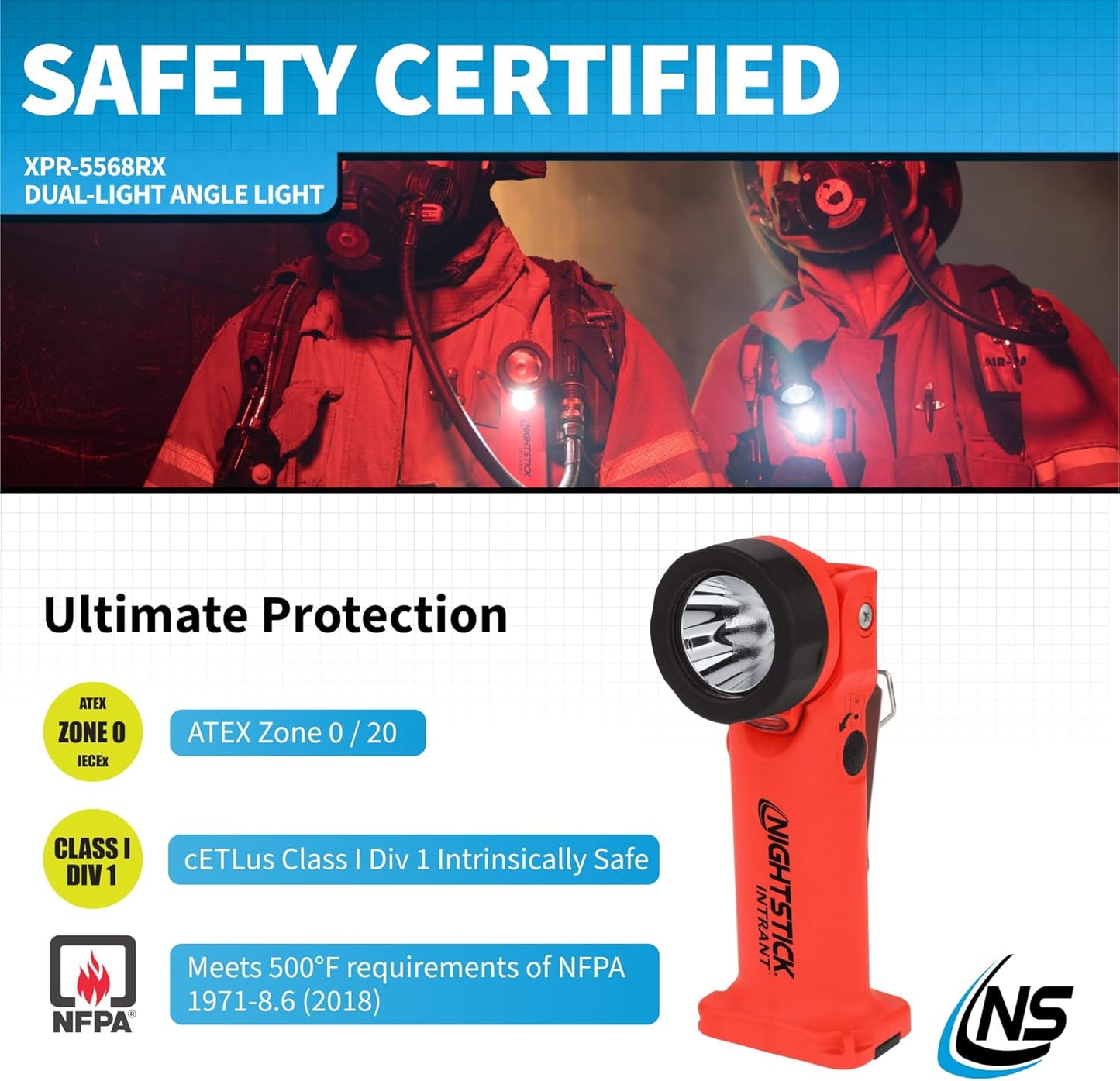 Nightstick XPR-5568RX Intrant Rechargeable Intrinsically Safe Permissible Dual-Light Angle Light (Red)
