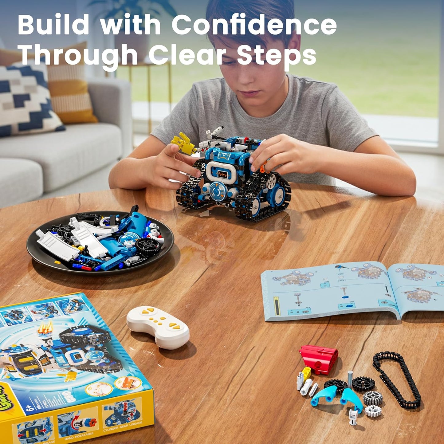 5 in 1 RC Robot Building Kit, APP & Remote Control Robotics Kit, Science Project Kit & STEM Toys for Ages 8-13, Gifts for 8 Year Old Boys Girls