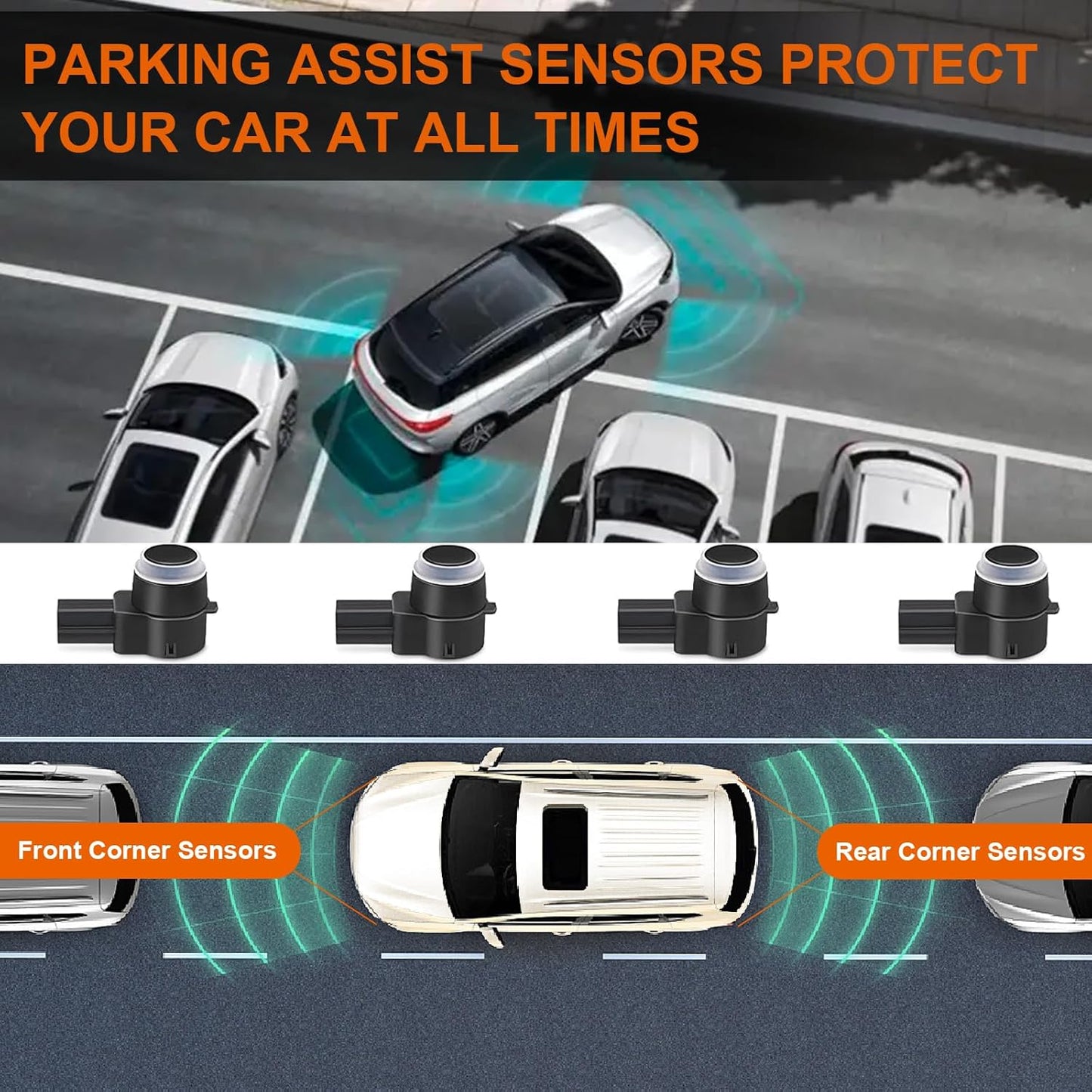 4 PCS PDC Parking Assist Sensor - Compatible with Dodge Journey, Durango, Ram 1500 2500 3500, Jeep Commander, Liberty, Grand Cherokee Reverse Backup Parking Sensor Replace 1EW63TZZAA