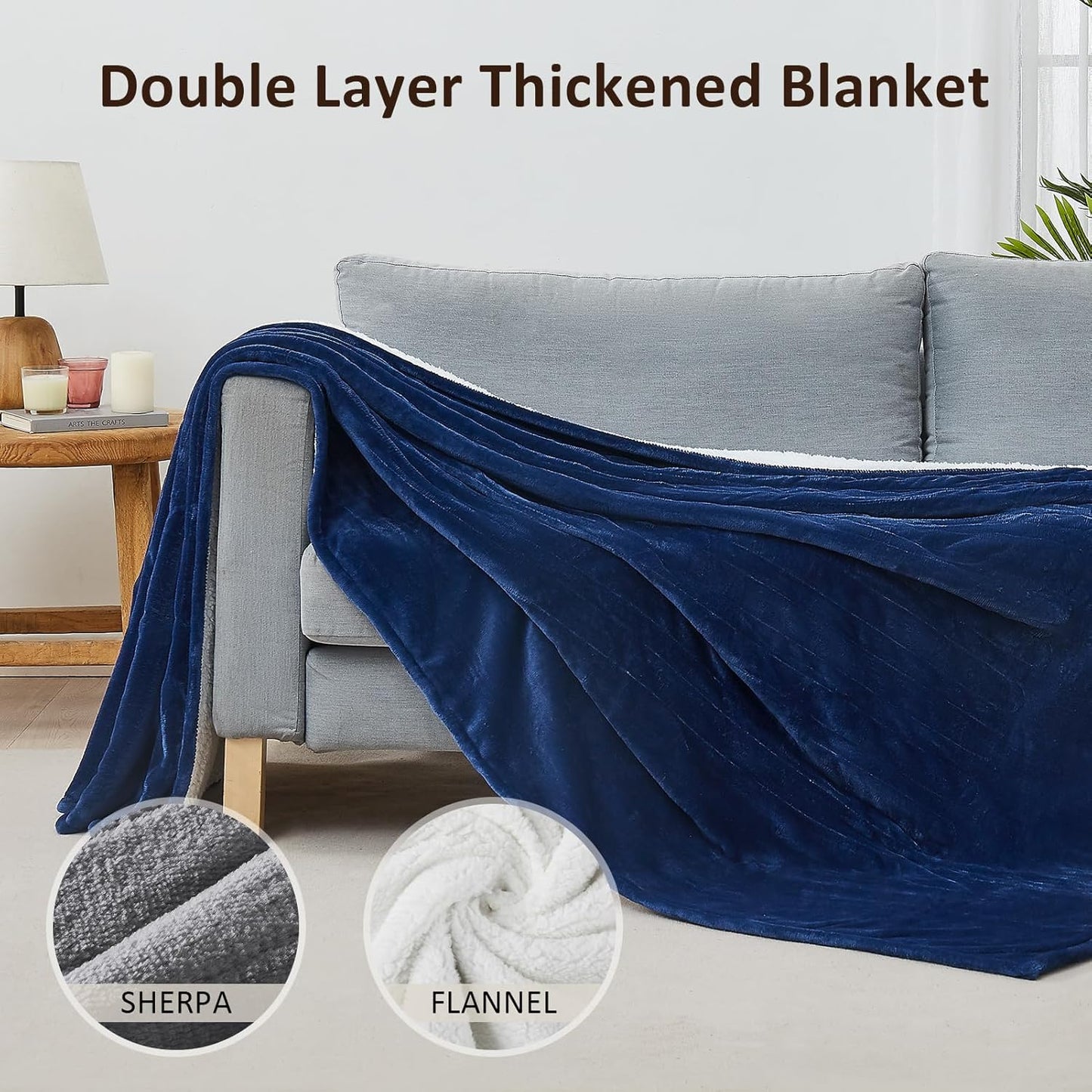Heated Electric Blanket Twin Size - 62"x84" Flannel Heating Blanket with 10 Heating Levels & 5 Time Settings Over-Heat Protection, Winter Warmer for Adults with ETL Certification（Navy Blue）
