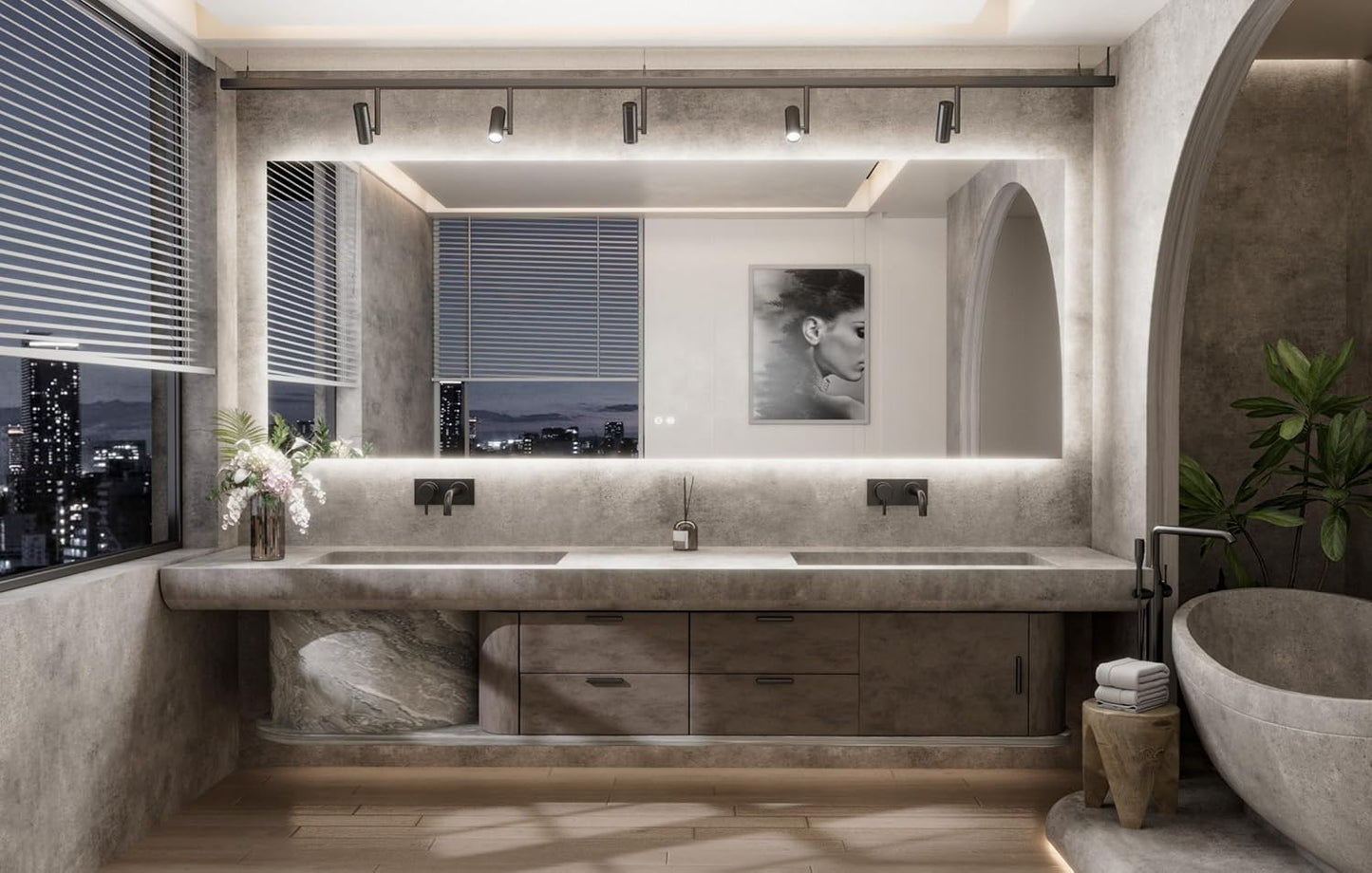 TETOTE 96 x 36 Inch LED Backlit Bathroom Mirror with Lights,Anti-Fog Lighted Mirror,Dimmable,Vanity Mirror,Wall Mounted