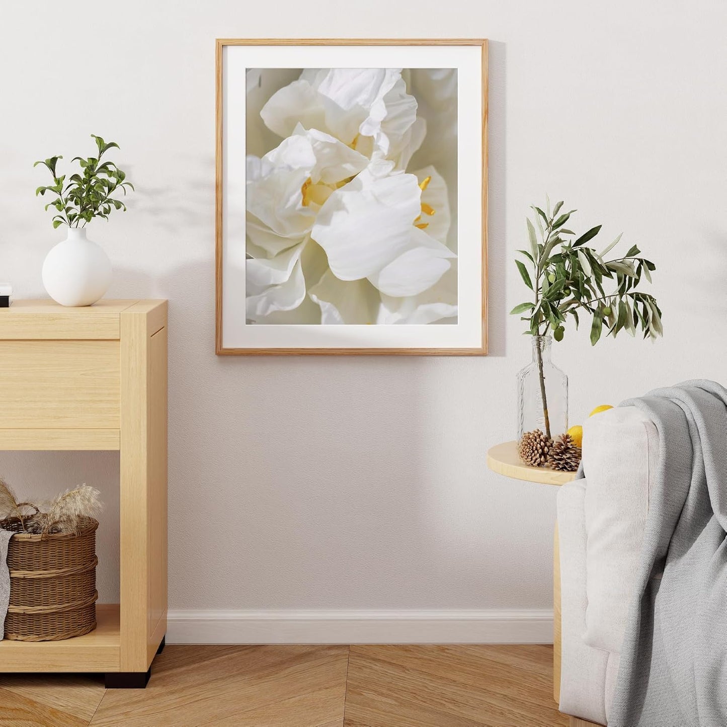 24x28 Picture Frame, Solid Oak Wood Frames 24 by 28, Rustic Wood Poster Frame 24"x28", 24x28 Frame with Mat for 20x24, 24 x 28 Frame with Tempered Real Glass (Natural Oak Color, 1 Pack)
