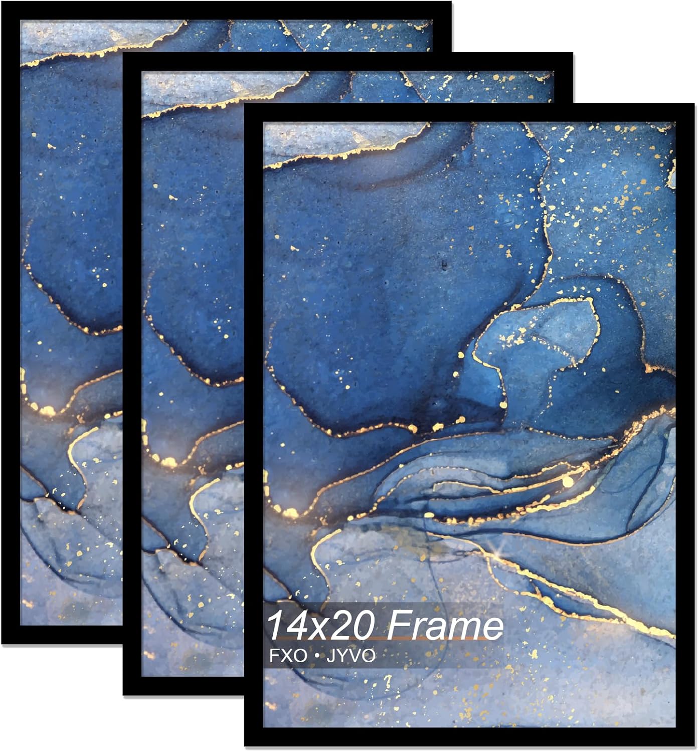 14x20 Picture Frame Set of 3, Black Frame for 14 x 20 Inch Picture Poster Photo, Light Weight and High Transparent 14 by 20 Frame for Wall - 3 Pack/Black/14 x20