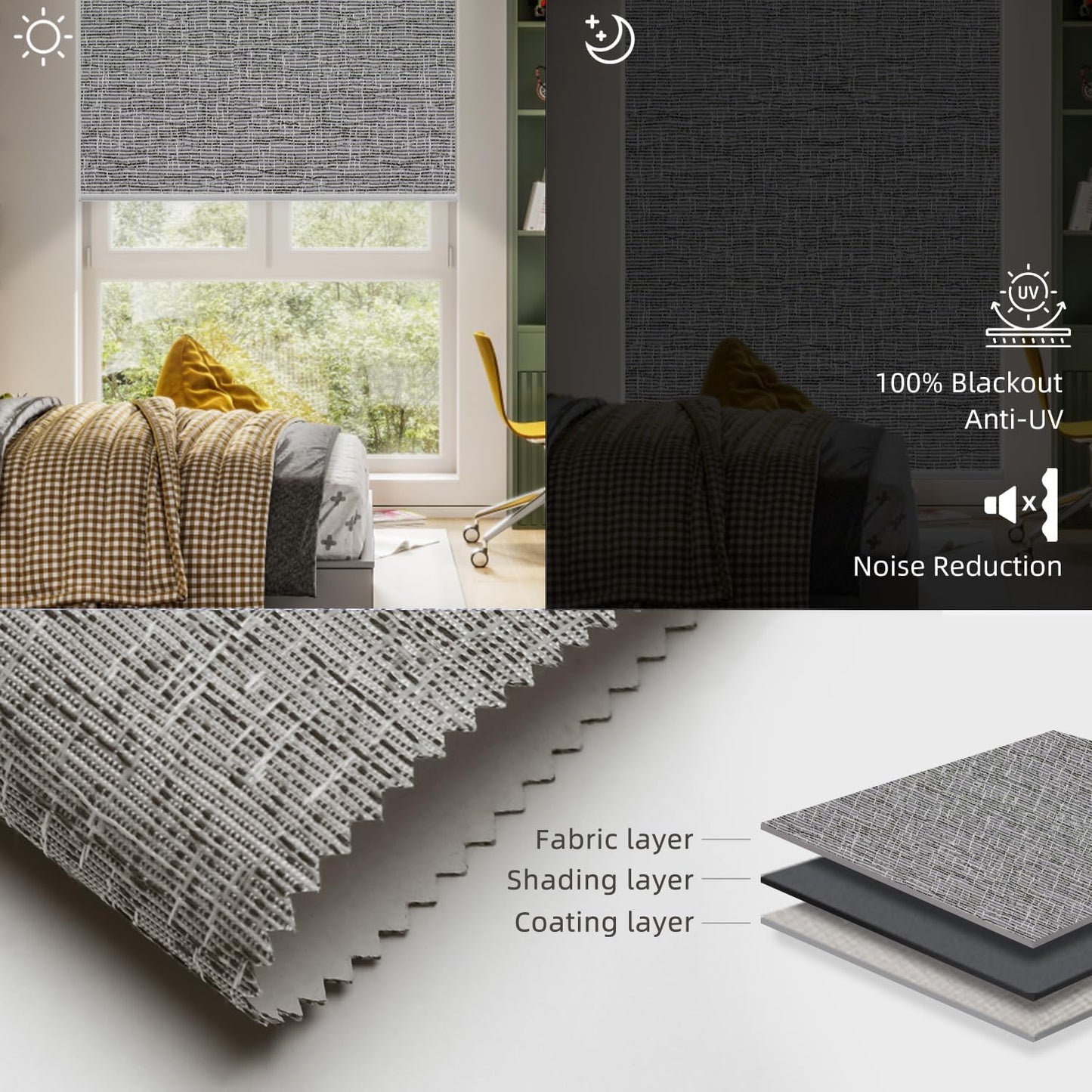 SmartWings Motorized Roller Shades Work with Homekit, Alexa Google, 100% Blackout Smart Blinds for Windows, Cordless Remote Control Window Shades, Safari Biscuit, Customized Size