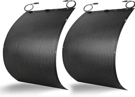 400W Flexible Solar Panel Greenmagic 2 PCS 200W Solar Panels IP68 Waterproof 20V Ultra Thin Lightweight Charger for RV Marine Boat Cabin Van Car Uneven Surfaces Monocrystalline Bendable