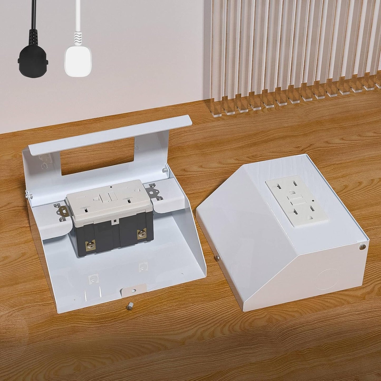 Under Cabinet Outlet/Wall Distribution Box, 20 AMP GFCI Safety Outlet, Self-Testing, Mis-Wire Protection