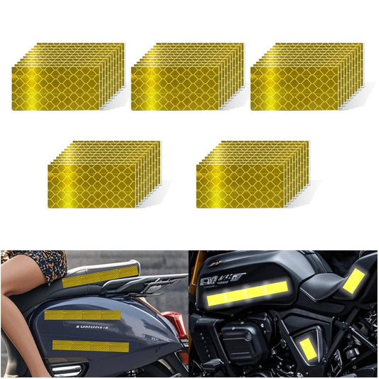 Non Fading Yellow Reflective Stickers 1 inch X 2 inch, Outdoor Waterproof High Visibility Warning Safety Adhesive Reflector Tape (50 Pcs)