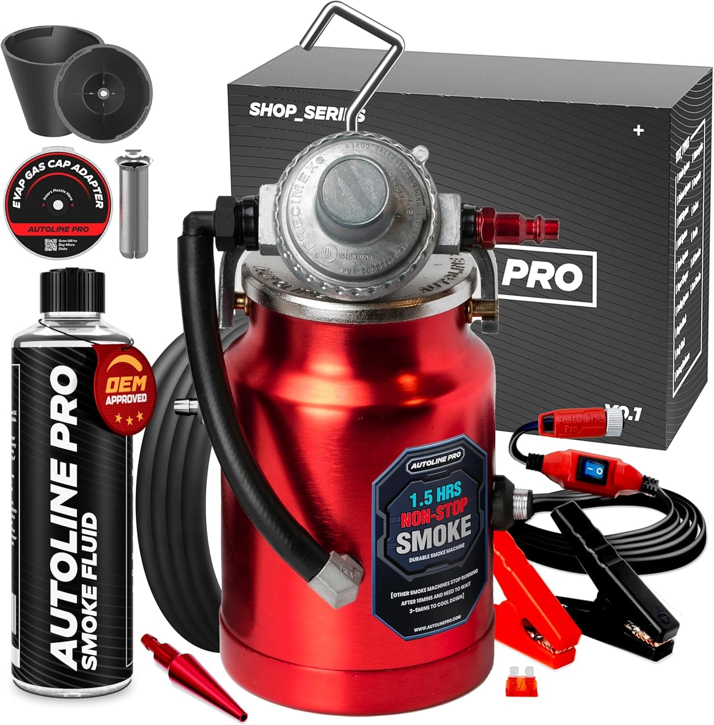 AutoLine Pro EVAP High Volume Smoke Machine Leak Tester – Shop Series - Automotive Tester for Vacuum Leak Detection - Car Machine with Best Ranked Smoke Fluid, Premium Cone & Gas Cap Adapter