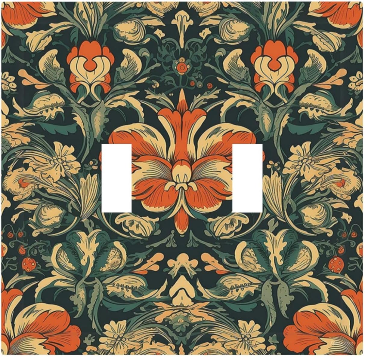 Decorative Switch Plates William Morris Abstract Floral Plant Pattern Orangeyellowgreen 2 Gang Double Toggle Outlet Light Switch Cover Wall Plate Electrical Faceplate for Bedroom living Room